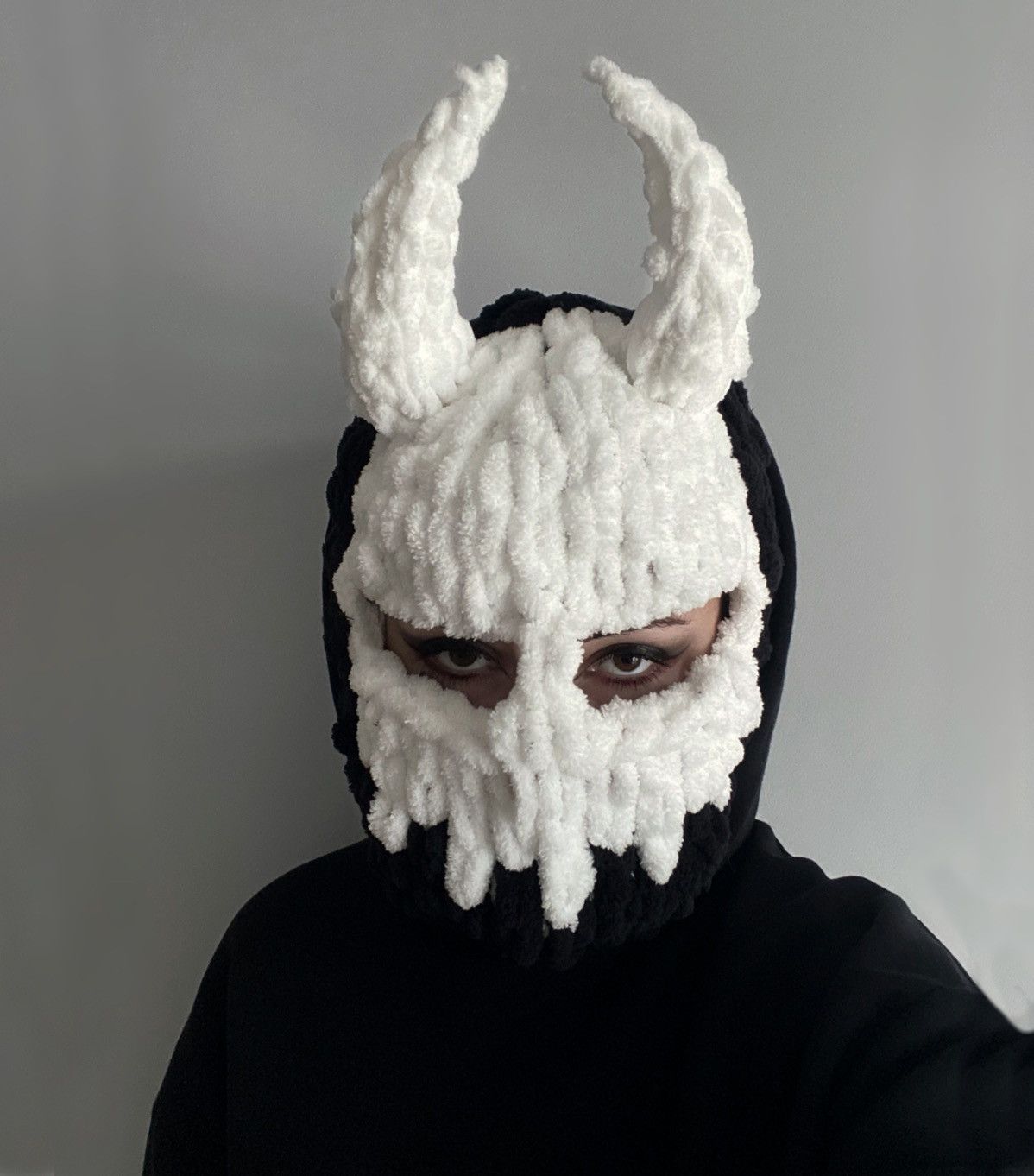 Handmade Scull balaclava with horns. Devil mask . Halloween costume Size ONE SIZE - 1 Thumbnail