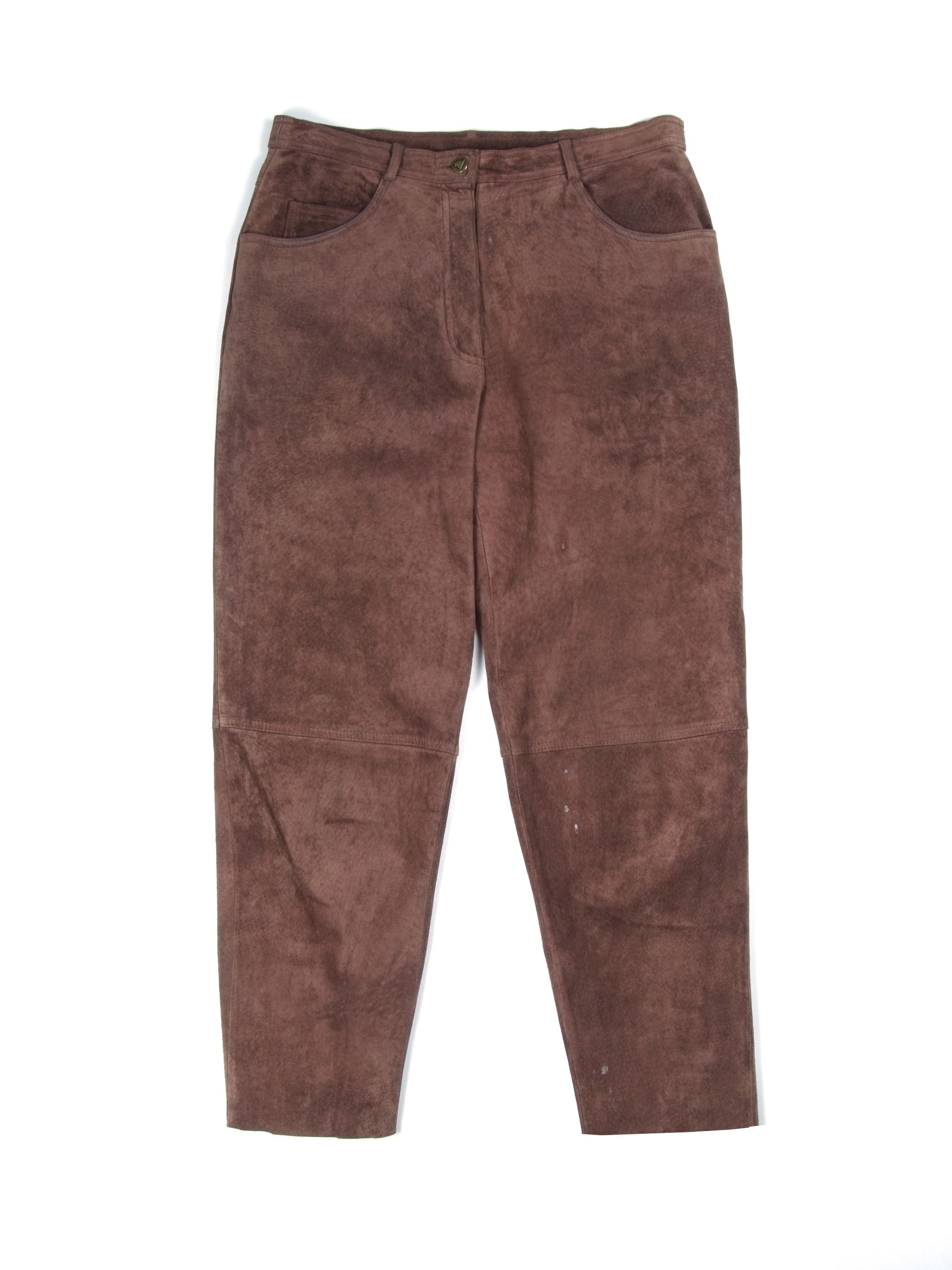 Vintage 90's High Rise Suede Leather Brown Pants US12