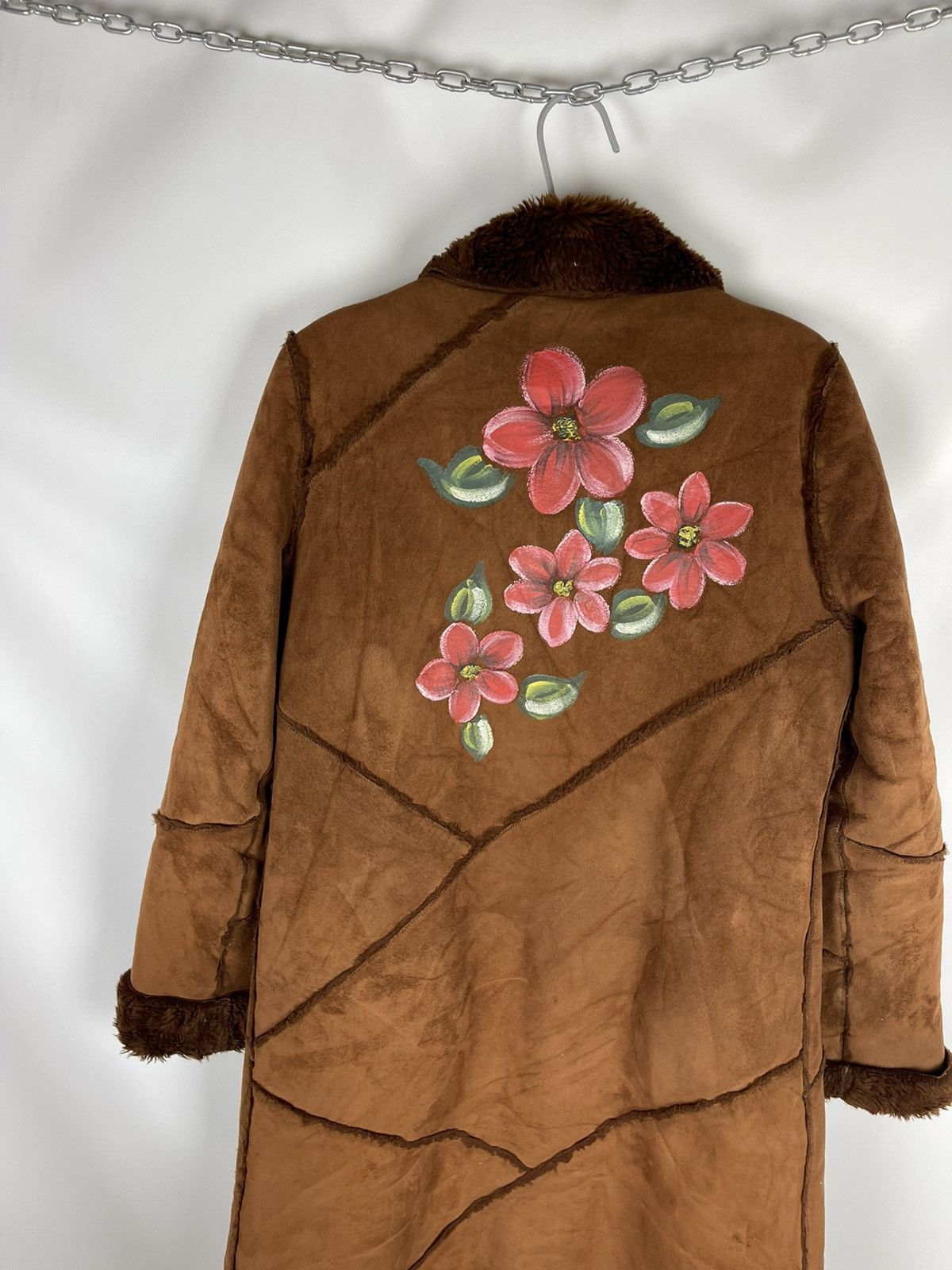 Kenzo Kenzo Jeans vintage leather suede coat painted flower print Size L / US 10 / IT 46 - 12 Thumbnail