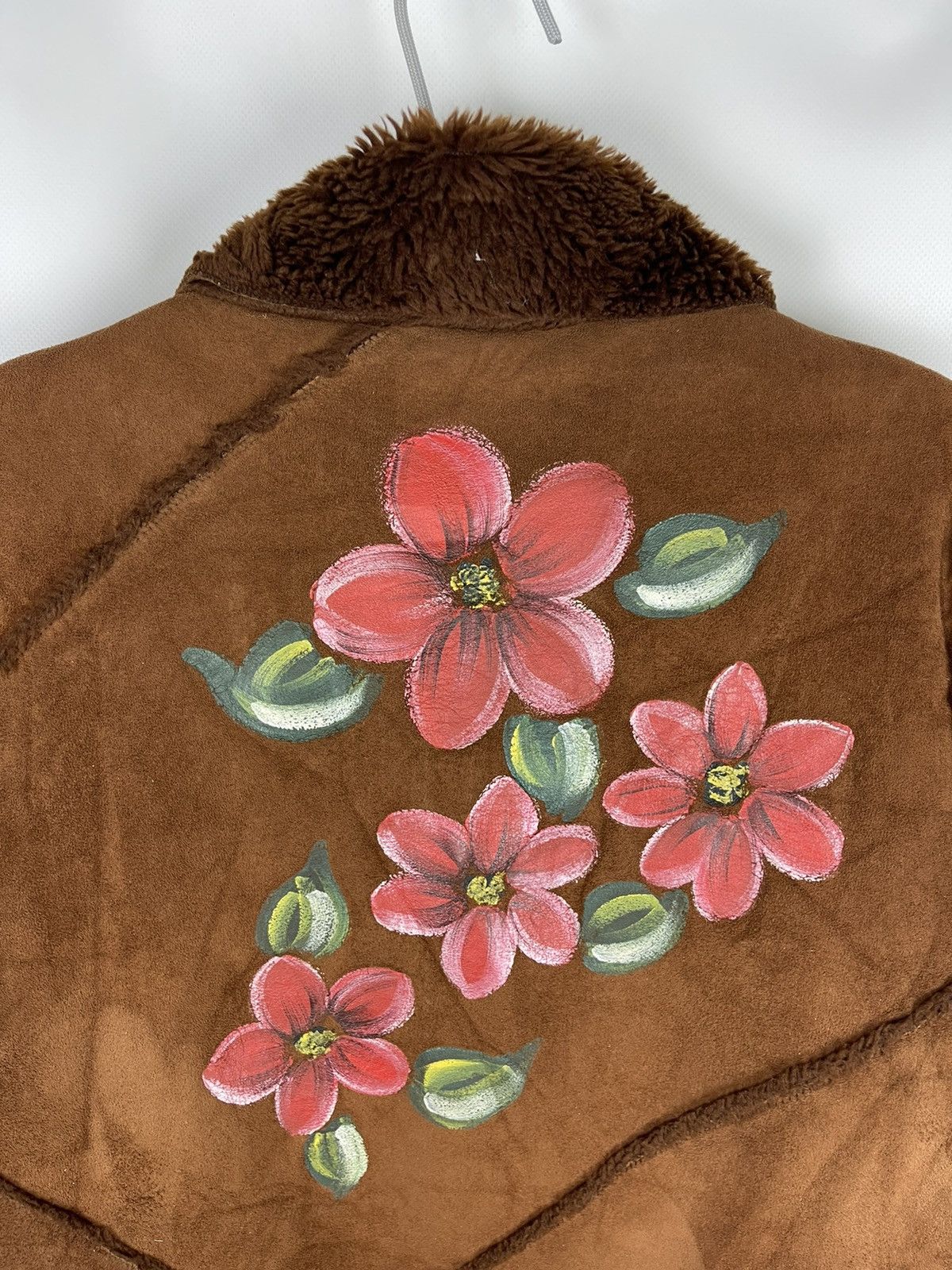 Kenzo Kenzo Jeans vintage leather suede coat painted flower print Size L / US 10 / IT 46 - 14 Thumbnail