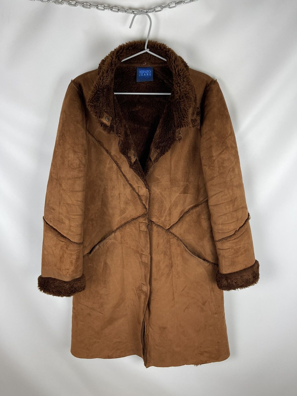 Kenzo Kenzo Jeans vintage leather suede coat painted flower print Size L / US 10 / IT 46 - 2 Thumbnail