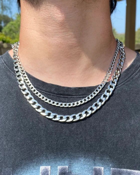 Other Silver Cuban Chain Necklace (PVD) Size ONE SIZE - 1 Thumbnail