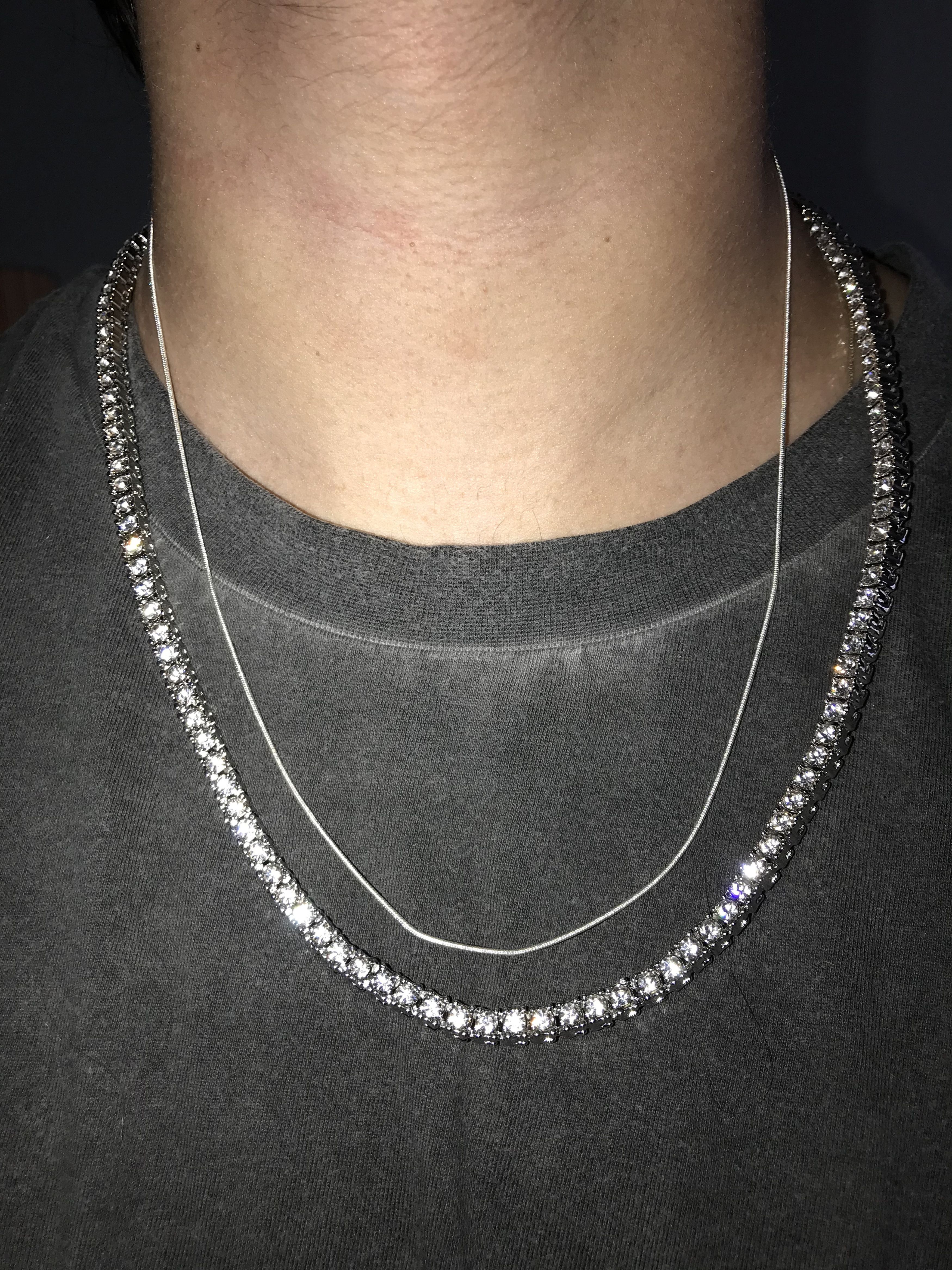 Other Diamond + Silver Tennis Chain Necklace (Cz VVS1) Size ONE SIZE - 1 Preview