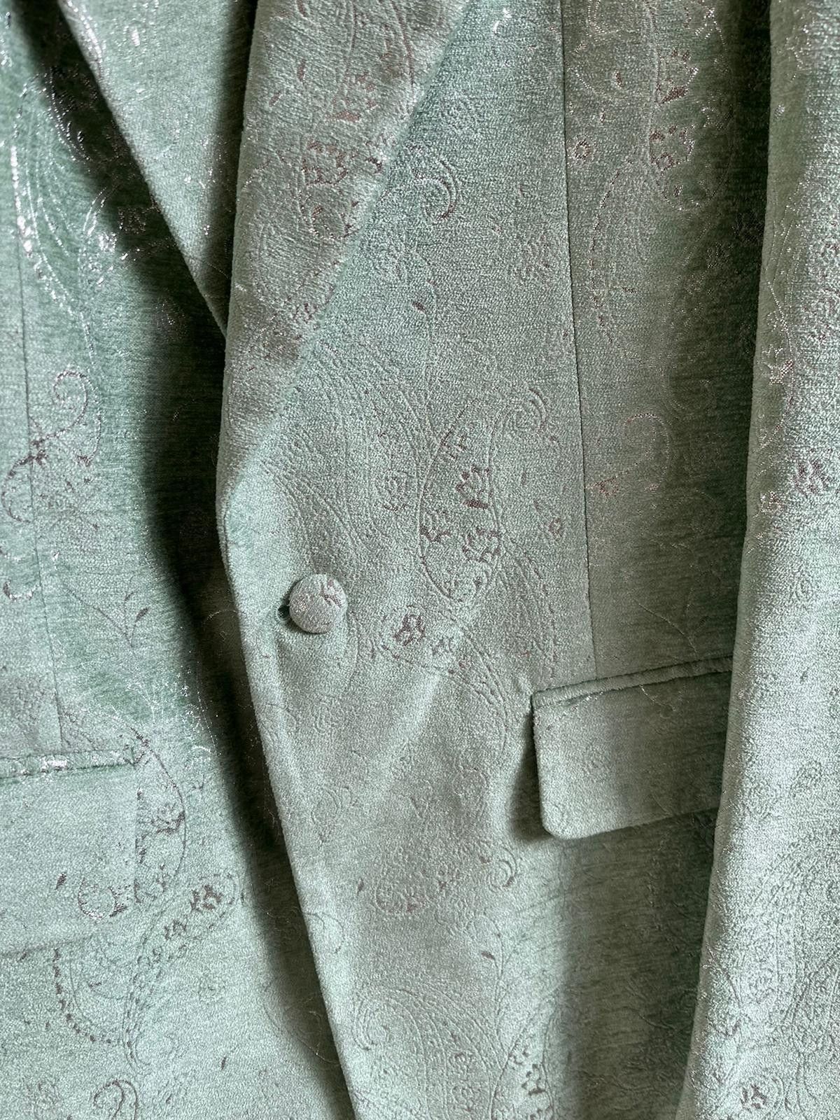 Amiri Paisley Velvet Glitter Blazer in Pale Lime Size US L / EU 52-54 / 3 - 4 Thumbnail