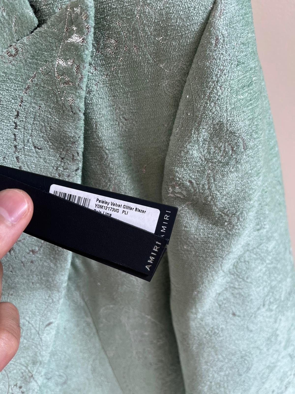 Amiri Paisley Velvet Glitter Blazer in Pale Lime Size US L / EU 52-54 / 3 - 8 Thumbnail