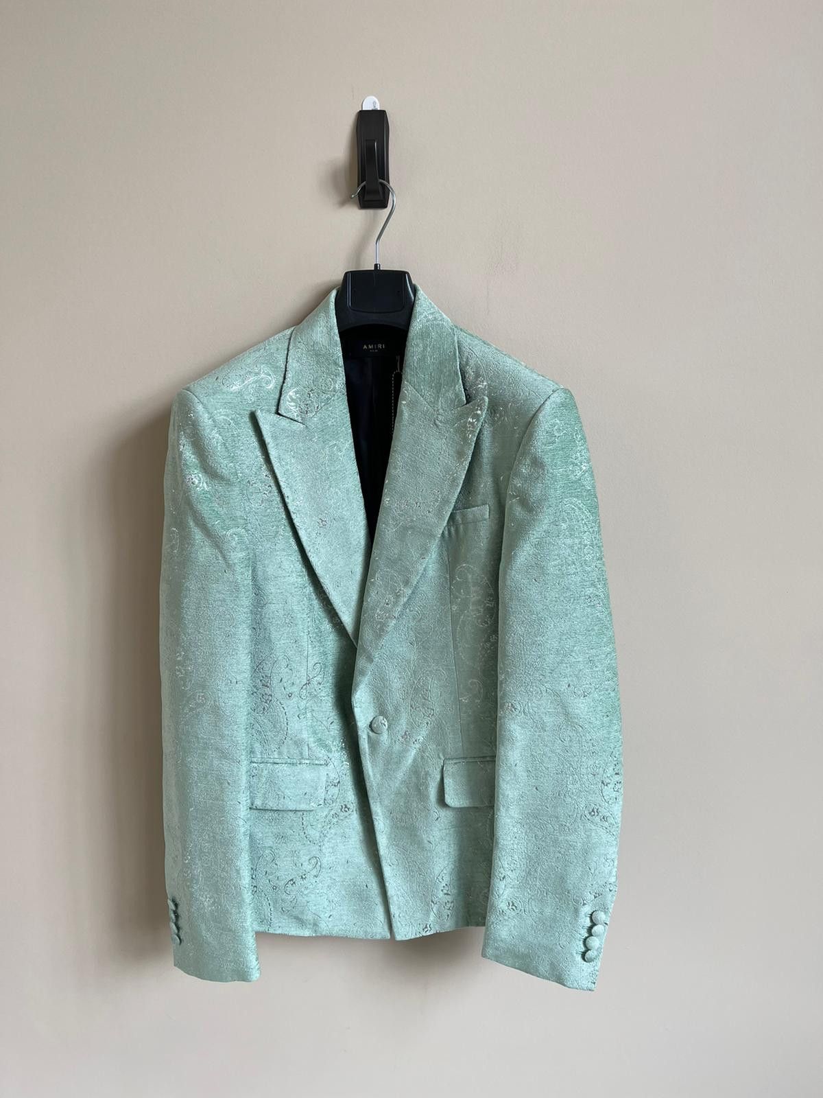 Amiri Paisley Velvet Glitter Blazer in Pale Lime Size US L / EU 52-54 / 3 - 5 Thumbnail