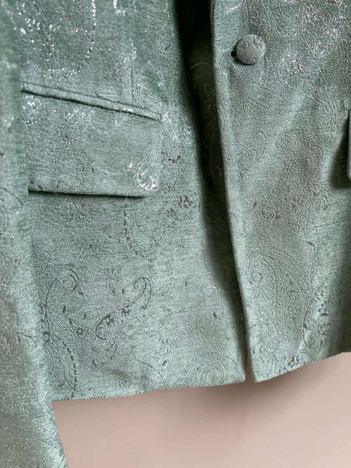 Amiri Paisley Velvet Glitter Blazer in Pale Lime Size US L / EU 52-54 / 3 - 3 Thumbnail
