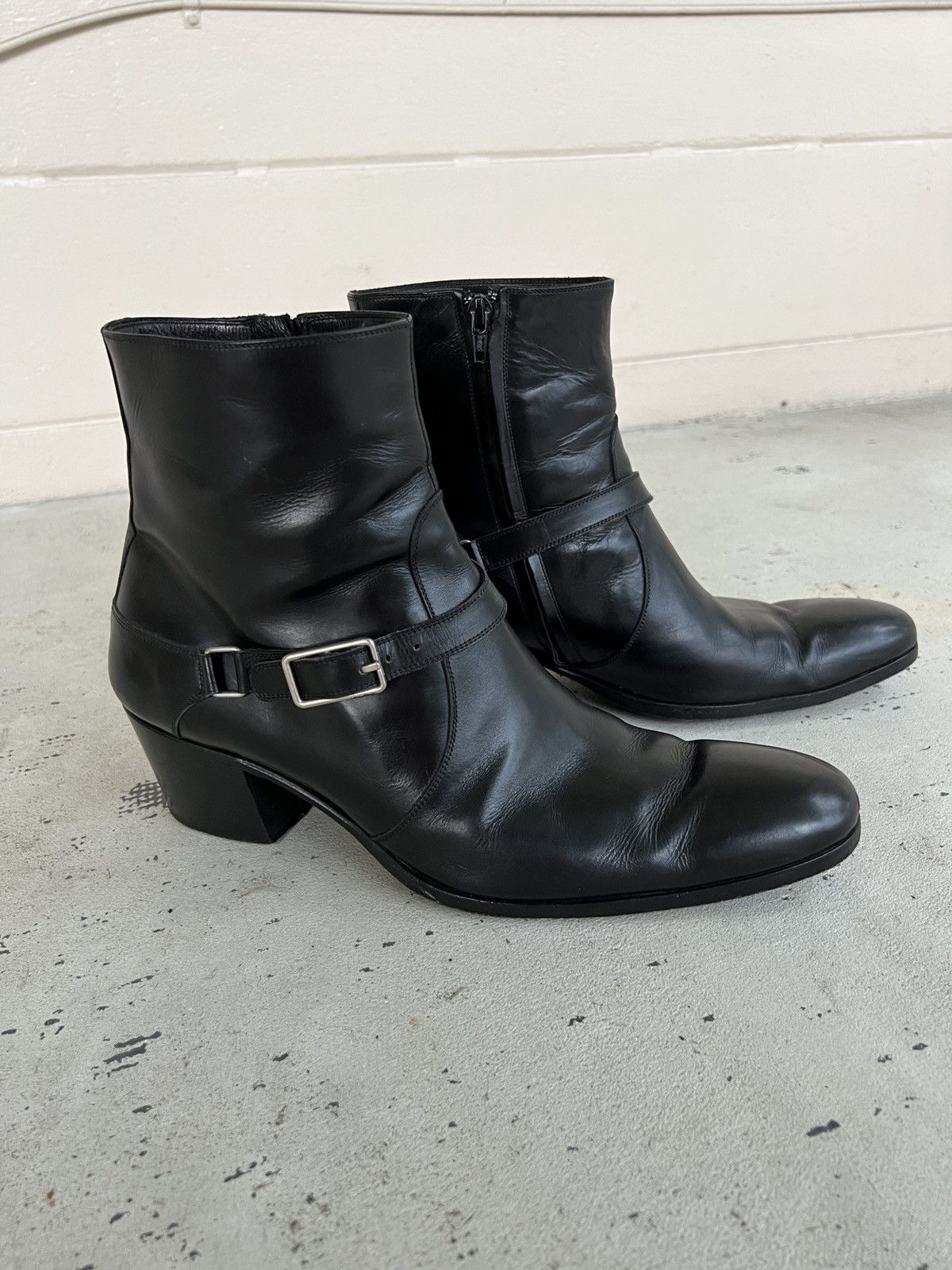 Dior × Hedi Slimane Dior Homme 6.5cm Black Buckle Cuban Heel Boots