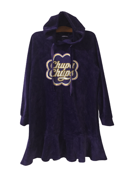 image of Cache Cache Chupa Chups Skirt Hoodie Sweater in Purple, Women's (Size Medium)