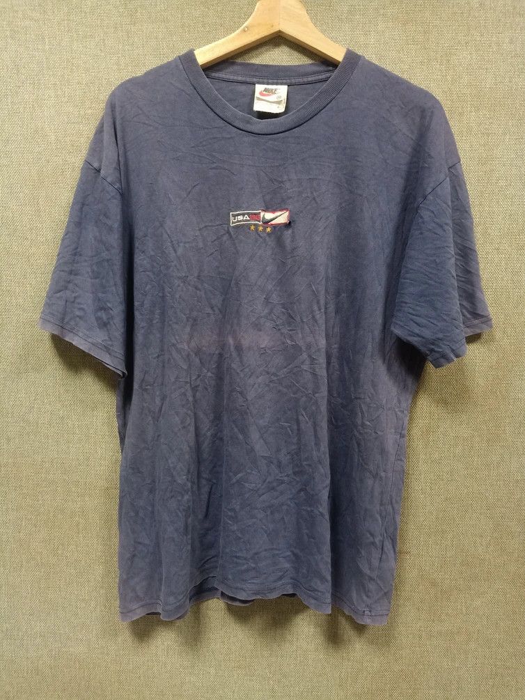 NBA × Nike × Vintage vintage 90s t shirt nike usa 96 embroidery distressed Size US L / EU 52-54 / 3 - 1 Thumbnail