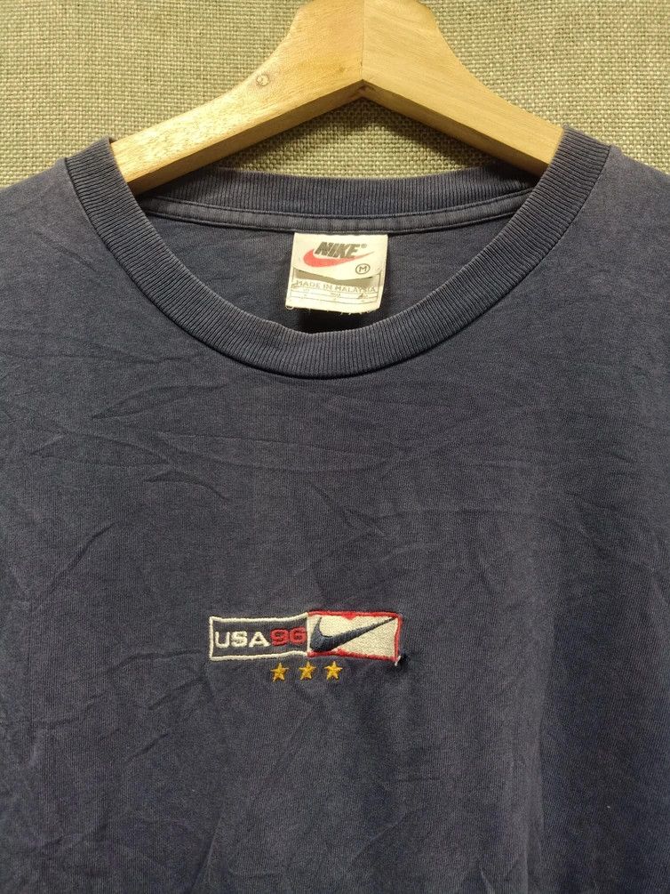 NBA × Nike × Vintage vintage 90s t shirt nike usa 96 embroidery distressed Size US L / EU 52-54 / 3 - 2 Thumbnail