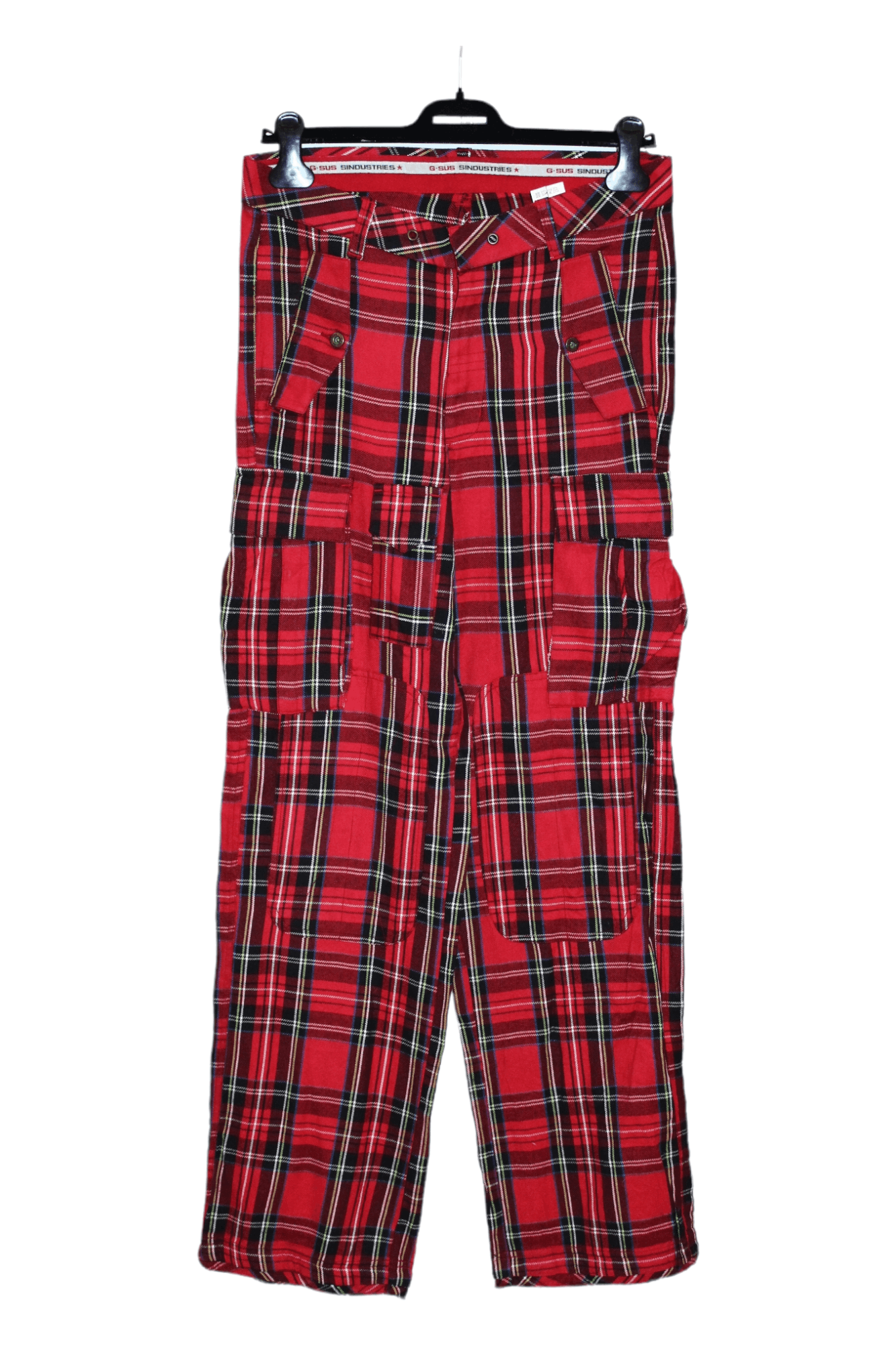 GSUS Sindustries Y2K🔥Gsus Sindustries Double Knee Tartan Baggy Cargo Pants Size US 32 / EU 48 - 1 Thumbnail