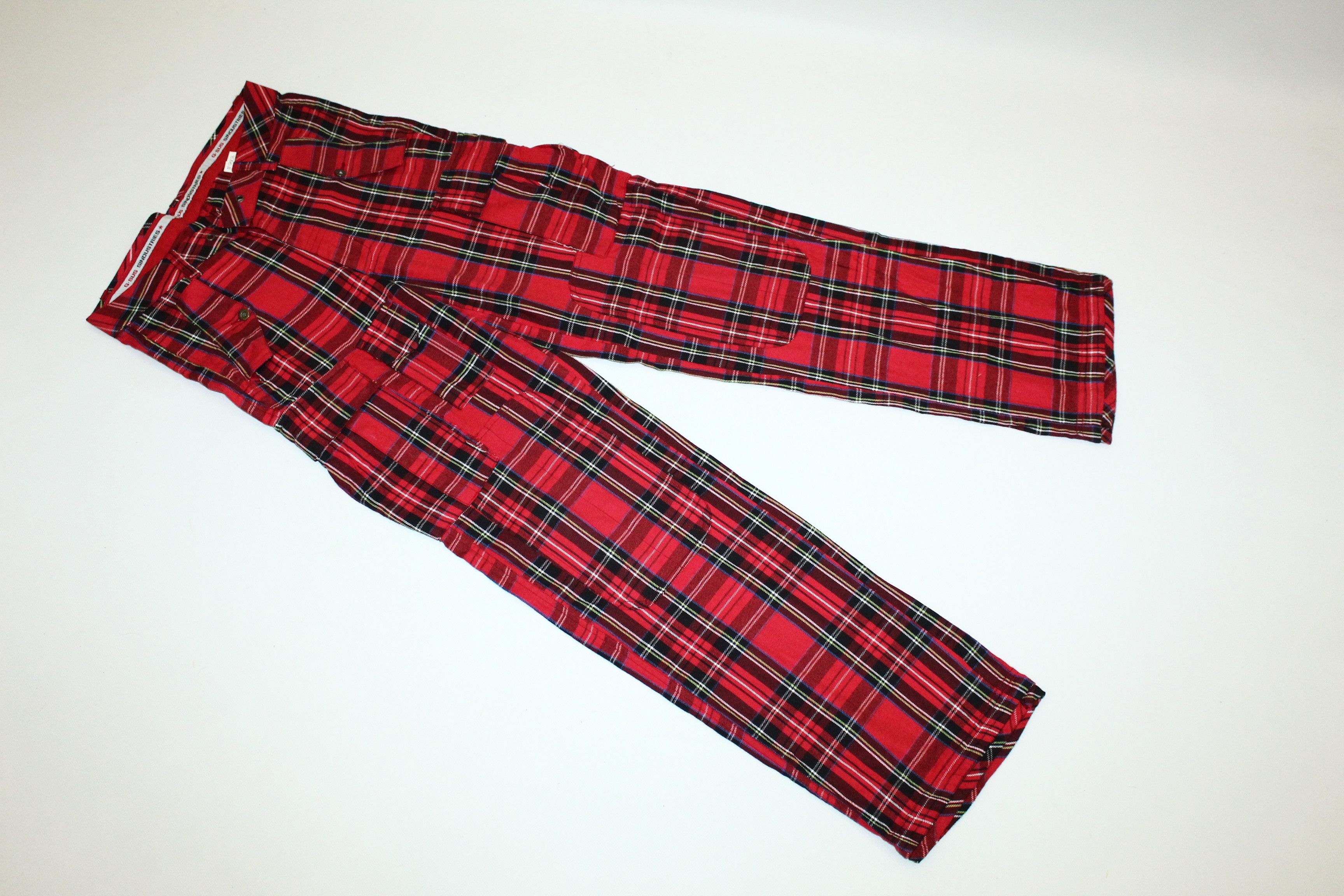 GSUS Sindustries Y2K🔥Gsus Sindustries Double Knee Tartan Baggy Cargo Pants Size US 32 / EU 48 - 9 Thumbnail