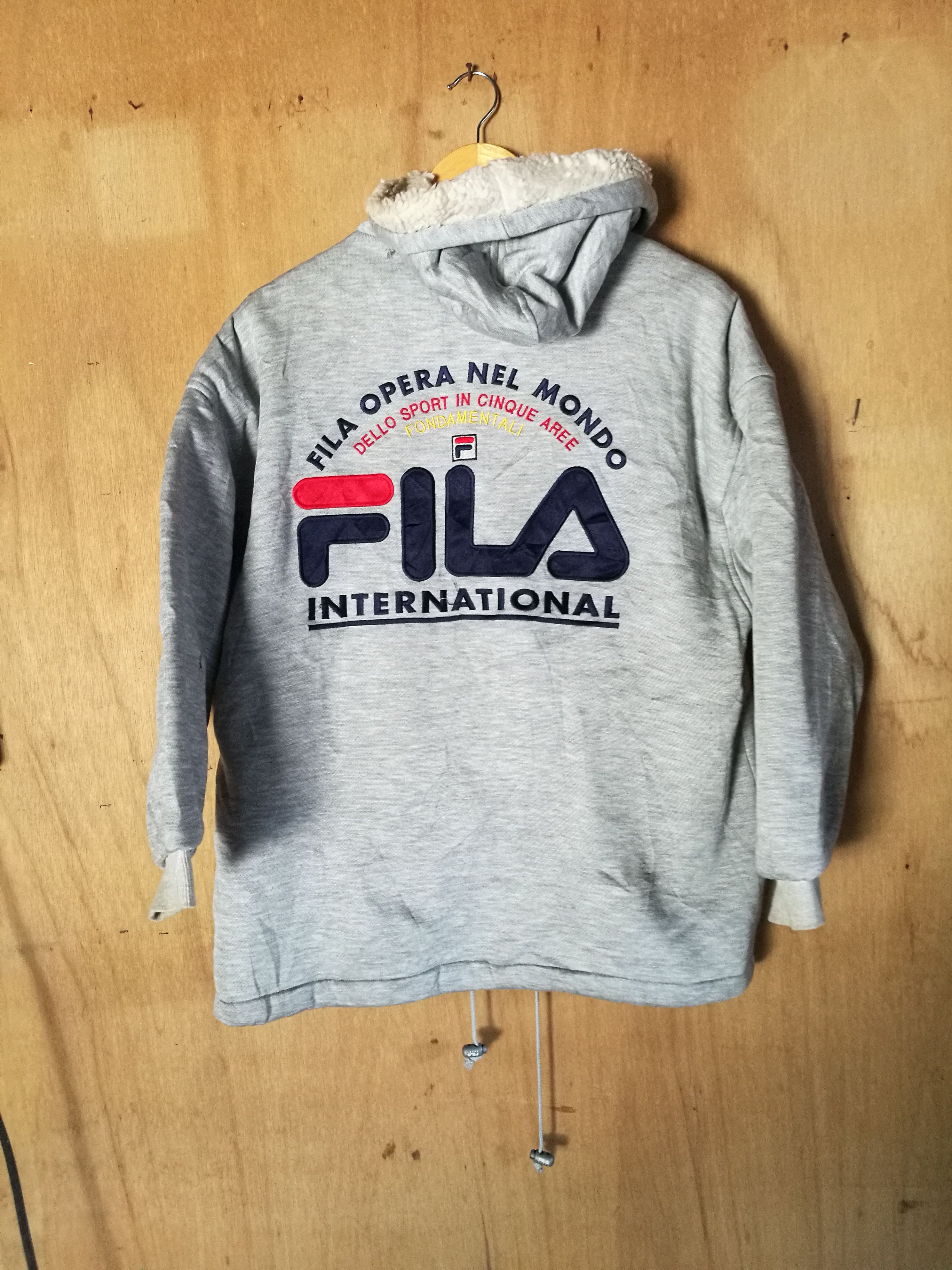 Vintage embroidered fila big logo sherpa hoodie