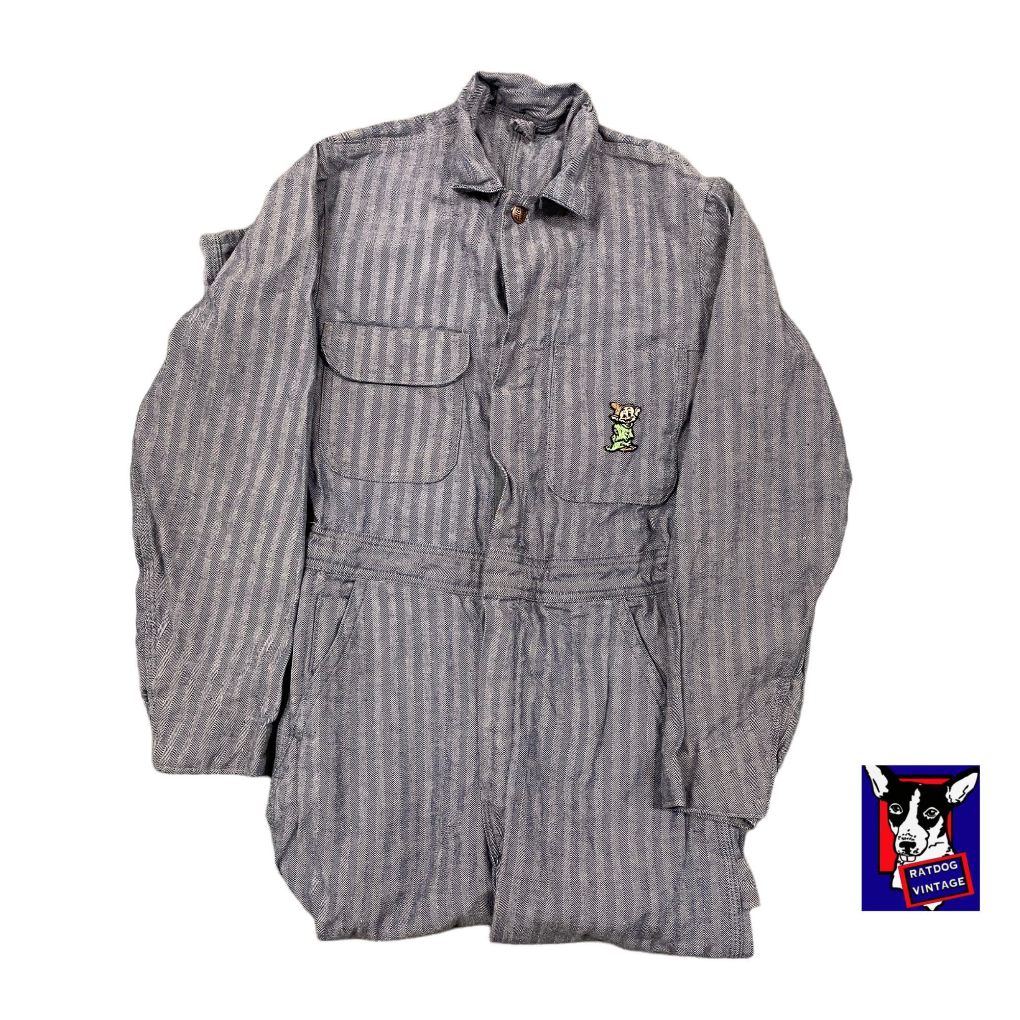 60s-70s VTG JC Penney Big Mac Gray Herringbone Twill Coveral