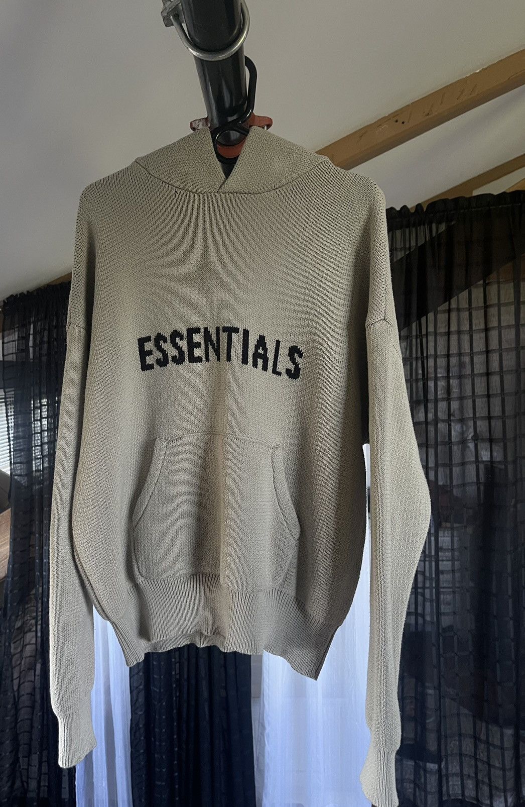 Fear of God Fear of god essentials knit hoodie (FW20) olive/khaki Grailed