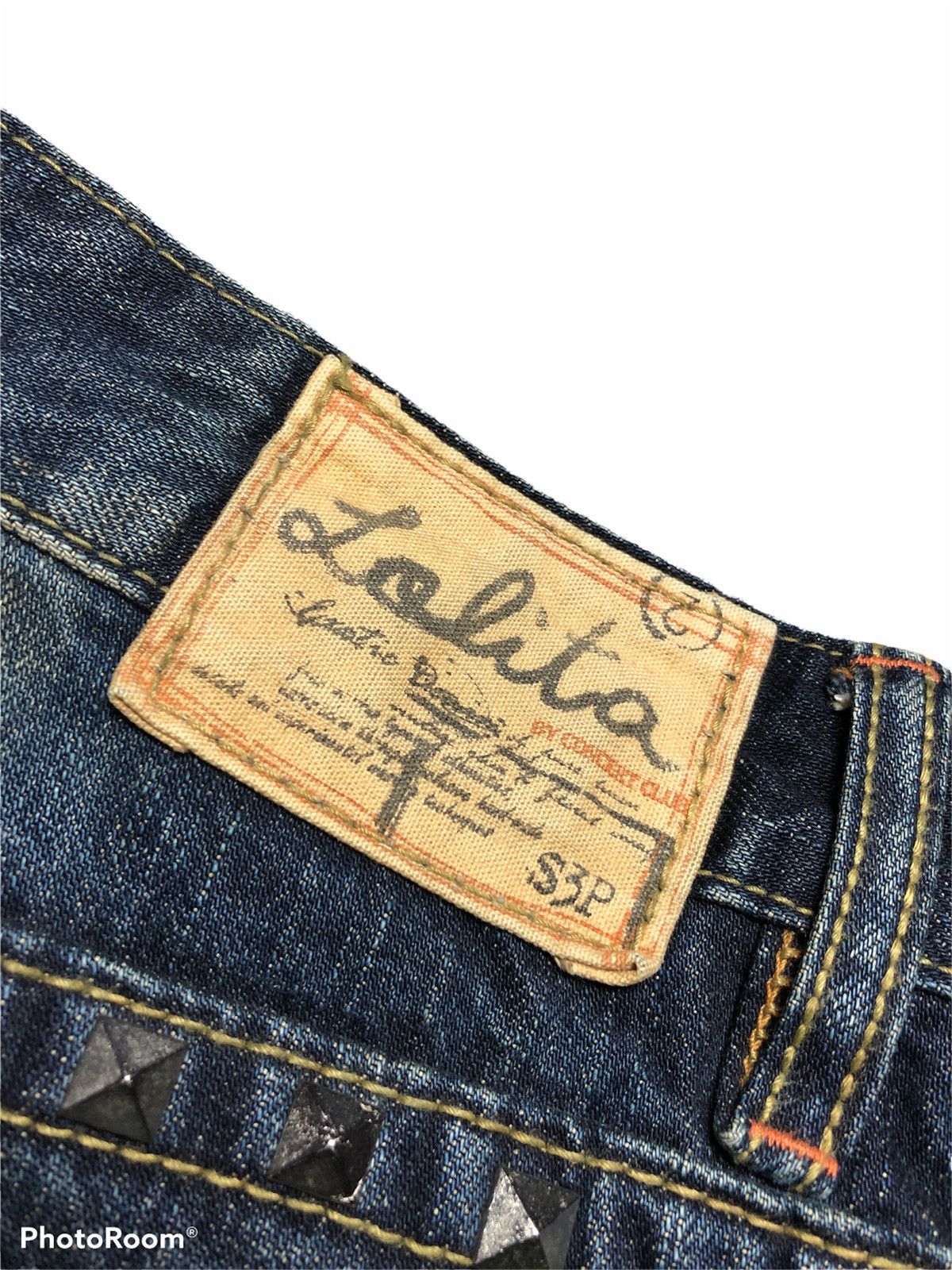 Japanese Brand FLARED⚡️LOLITA ZIPPER STUDDED DENIM Size 33" - 3 Thumbnail