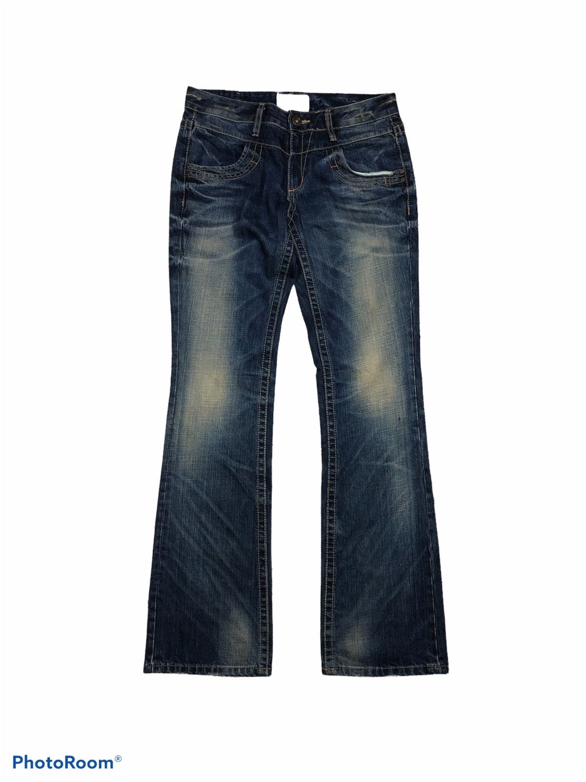 Japanese Brand FLARED⚡️LOLITA ZIPPER STUDDED DENIM Size 33" - 1 Thumbnail