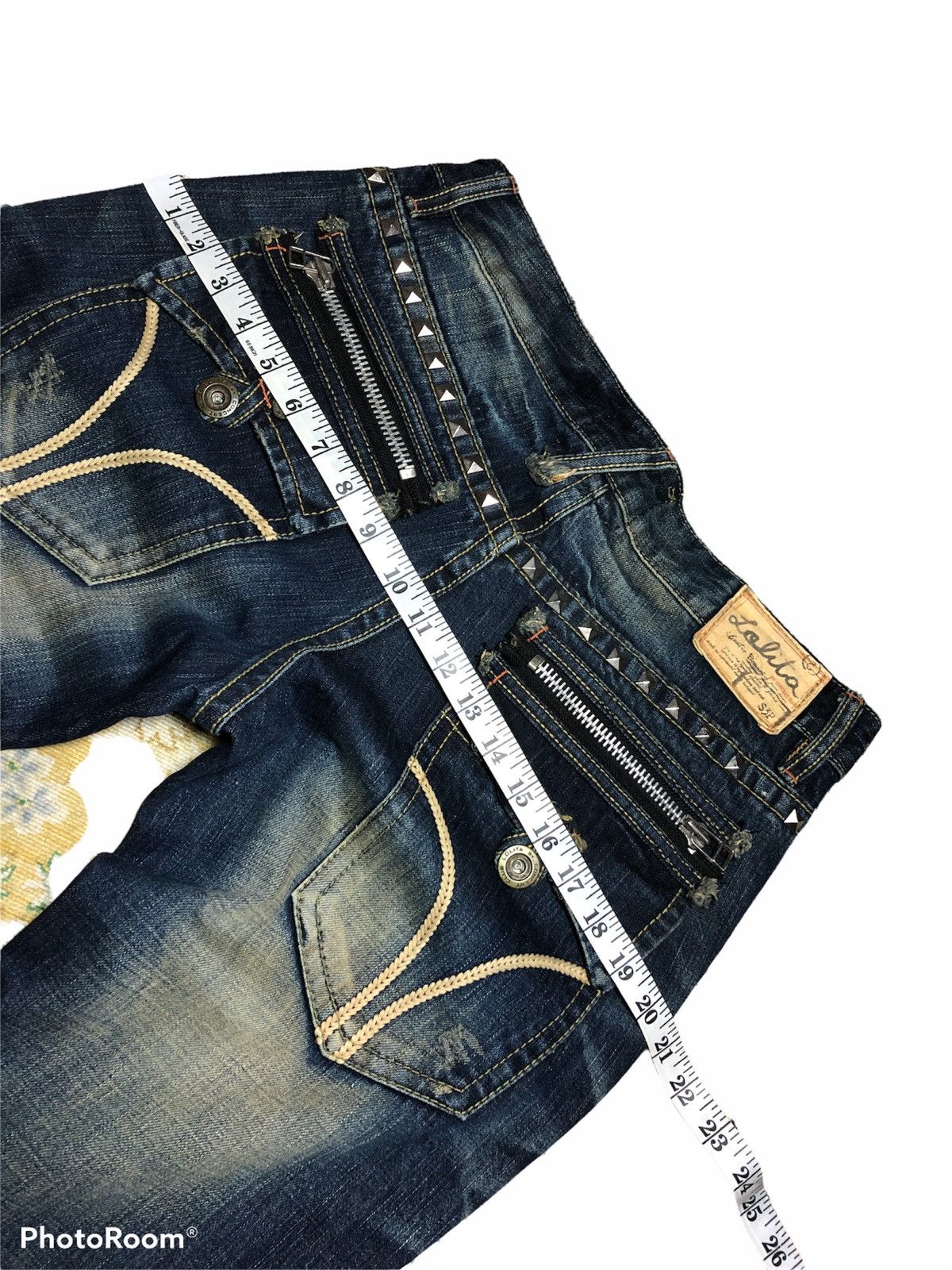 Japanese Brand FLARED⚡️LOLITA ZIPPER STUDDED DENIM Size 33" - 6 Thumbnail