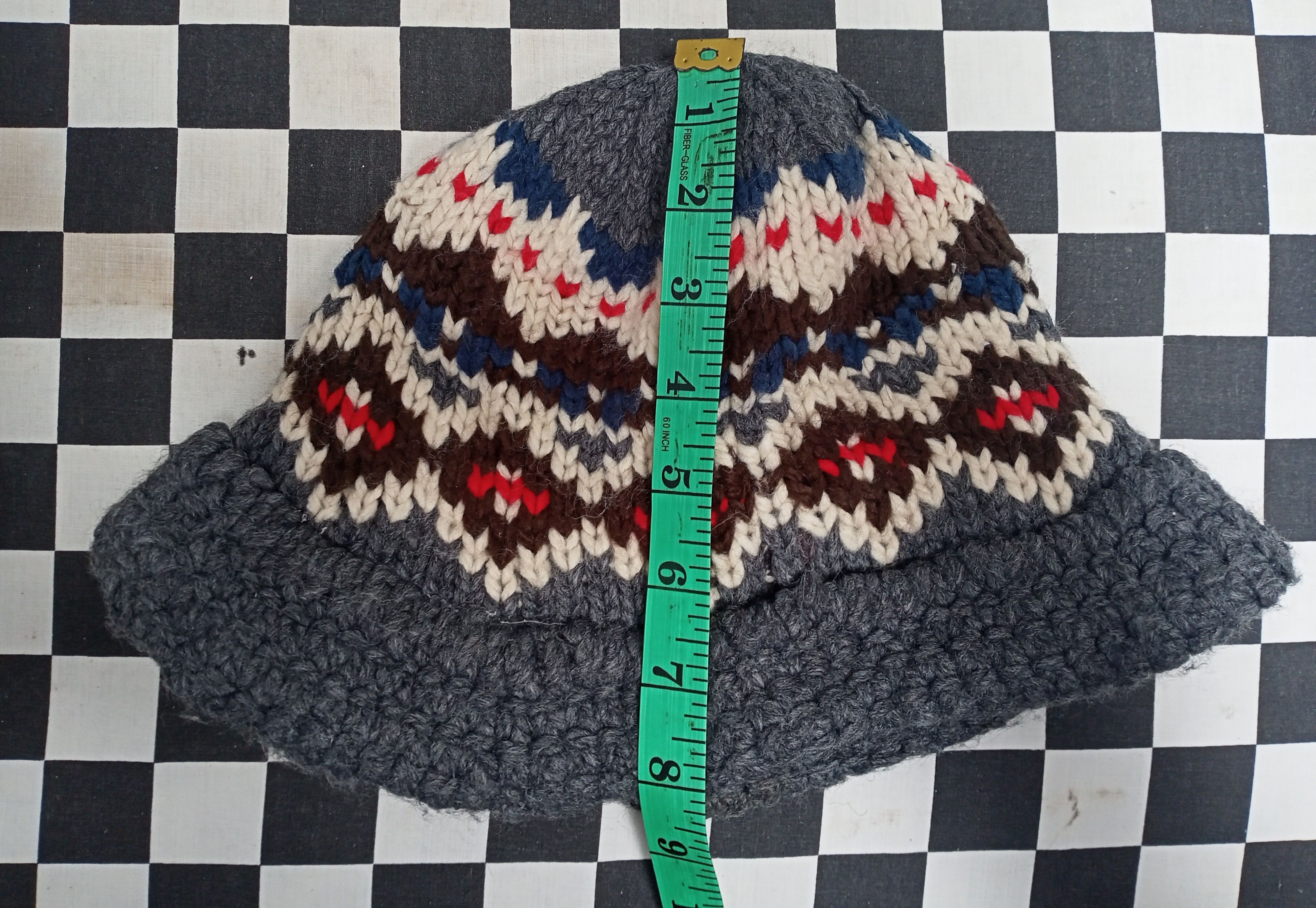 Japanese Brand Aztec Crochet Knit Hat Size ONE SIZE - 9 Thumbnail