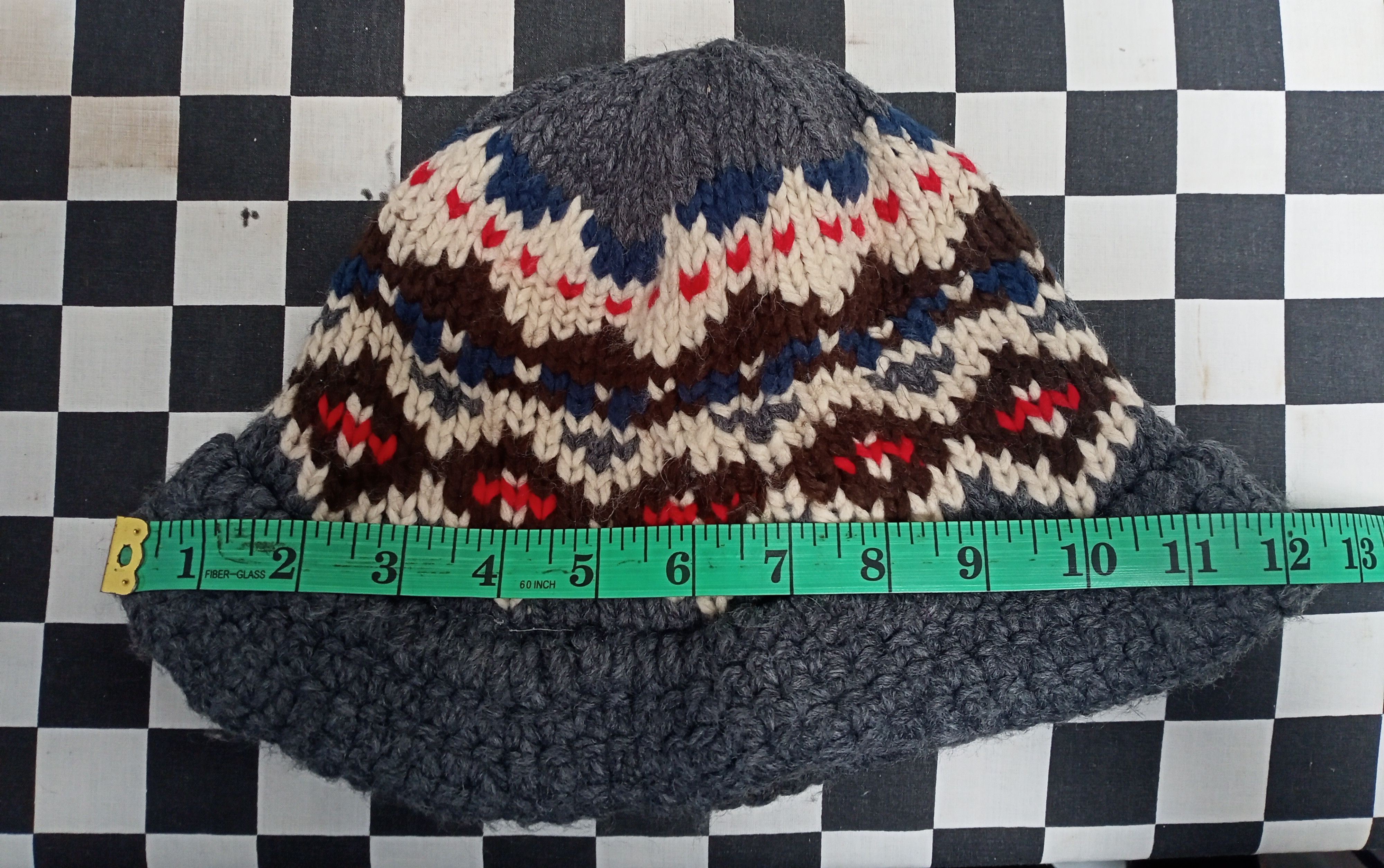 Japanese Brand Aztec Crochet Knit Hat Size ONE SIZE - 8 Thumbnail