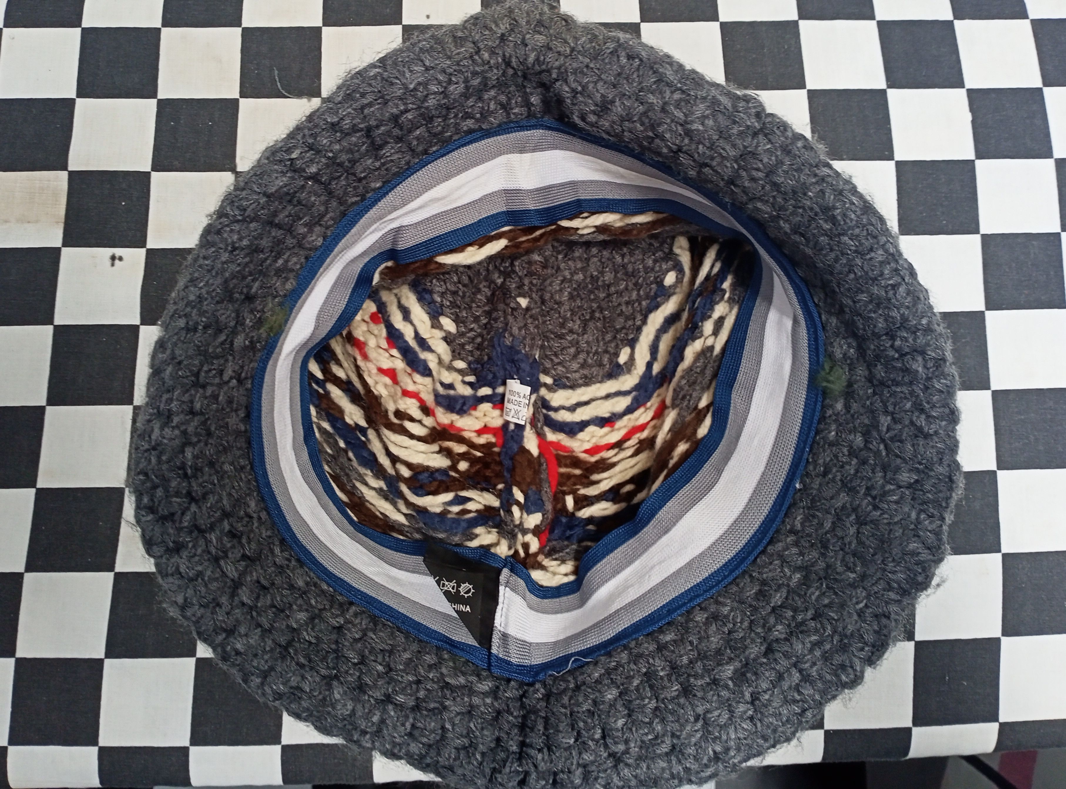 Japanese Brand Aztec Crochet Knit Hat Size ONE SIZE - 7 Thumbnail