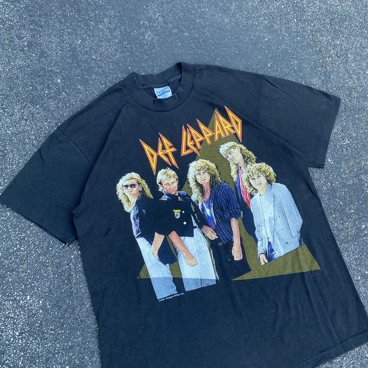 DEF LEPPARD Def Leppard Band T-shirt Band T Men's M size cotton Beige type Vintage Second Hand main image 1