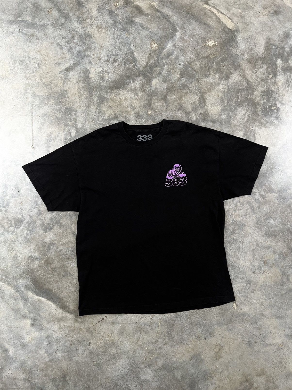 image of Half Evil Purple 333 Dj Reaper Skeleton Logo Tee Black , Men's (Size 2XL)