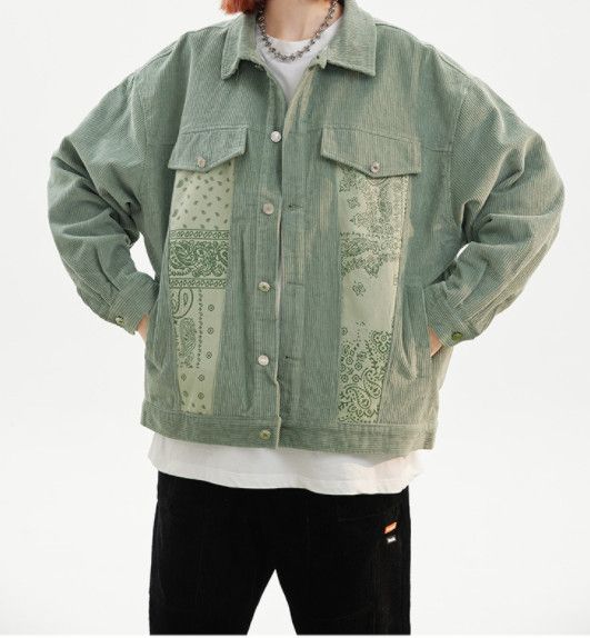 Japanese Brand Paisley Bandana Corduroy Graphic Jacket Size US L / EU 52-54 / 3 - 1 Thumbnail