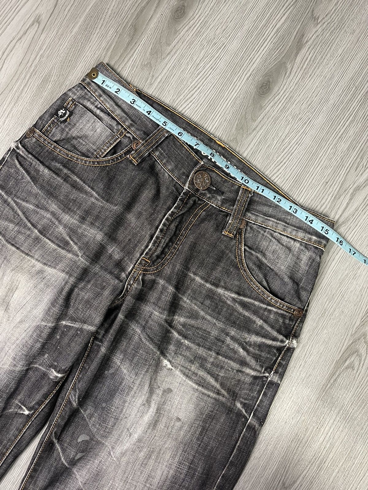 Japanese Brand Nippon Blue Japan Art Raijin Distressed Denim Size US 31 - 17 Thumbnail