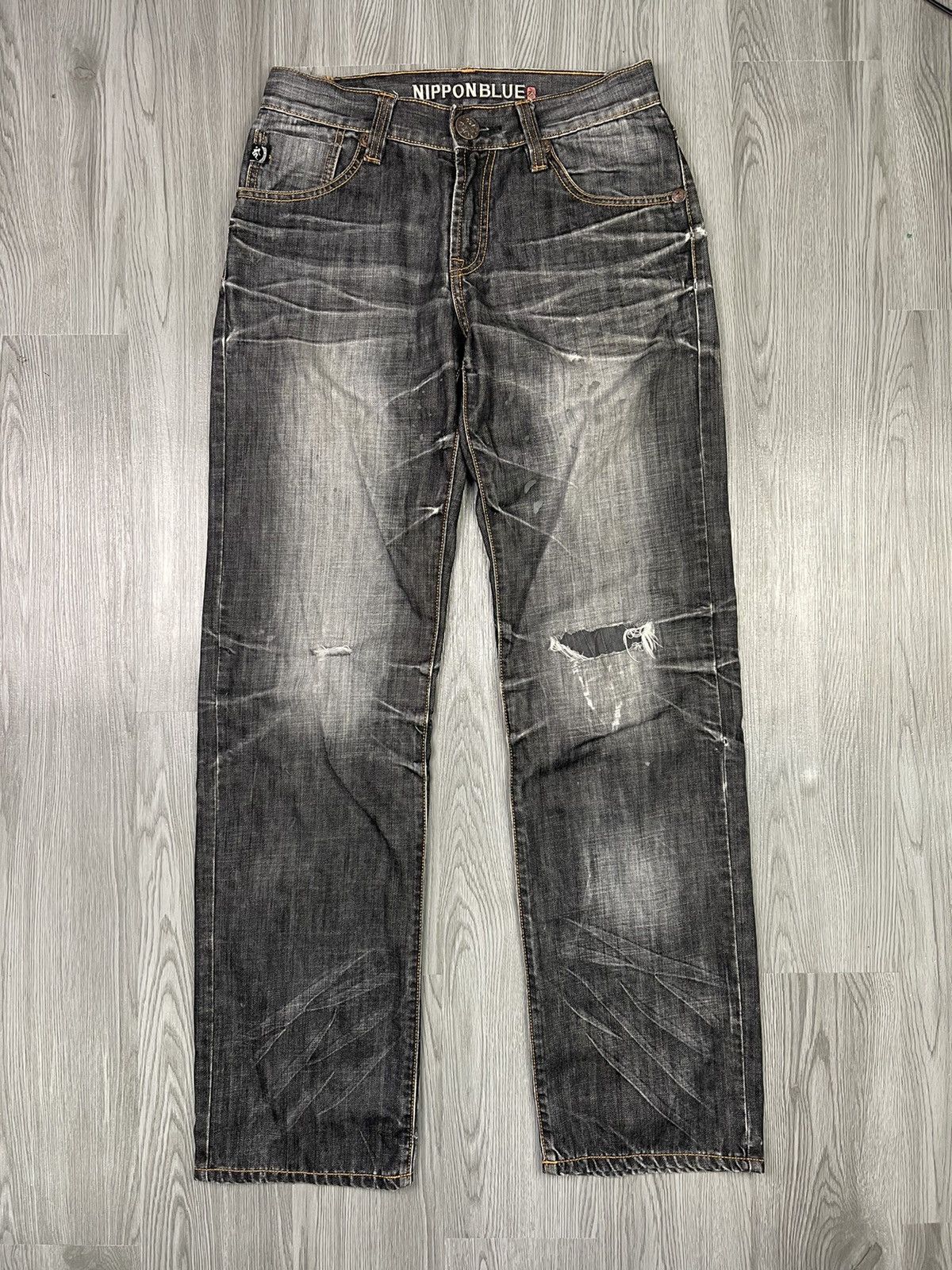 Japanese Brand Nippon Blue Japan Art Raijin Distressed Denim Size US 31 - 2 Thumbnail