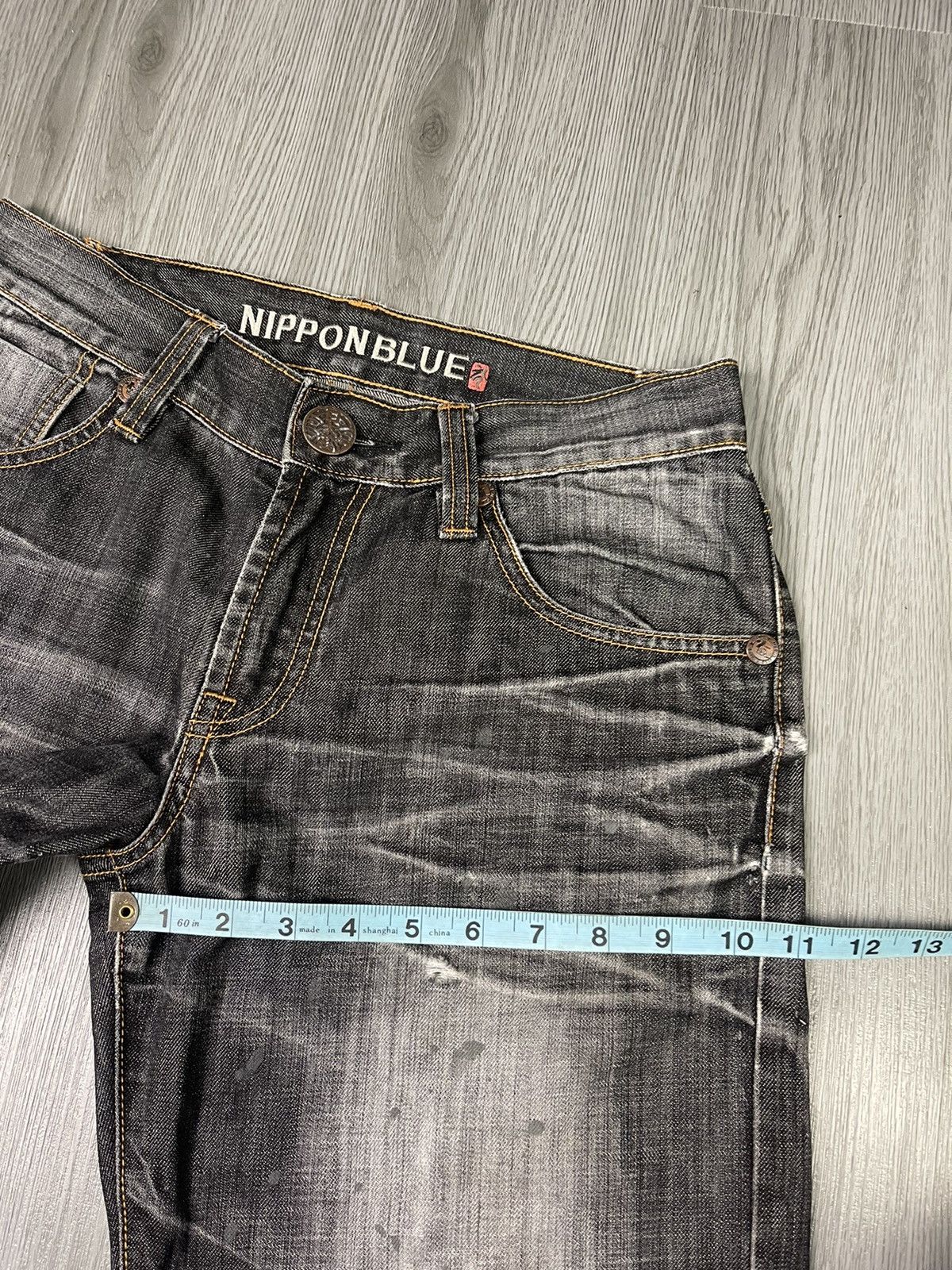 Japanese Brand Nippon Blue Japan Art Raijin Distressed Denim Size US 31 - 19 Thumbnail