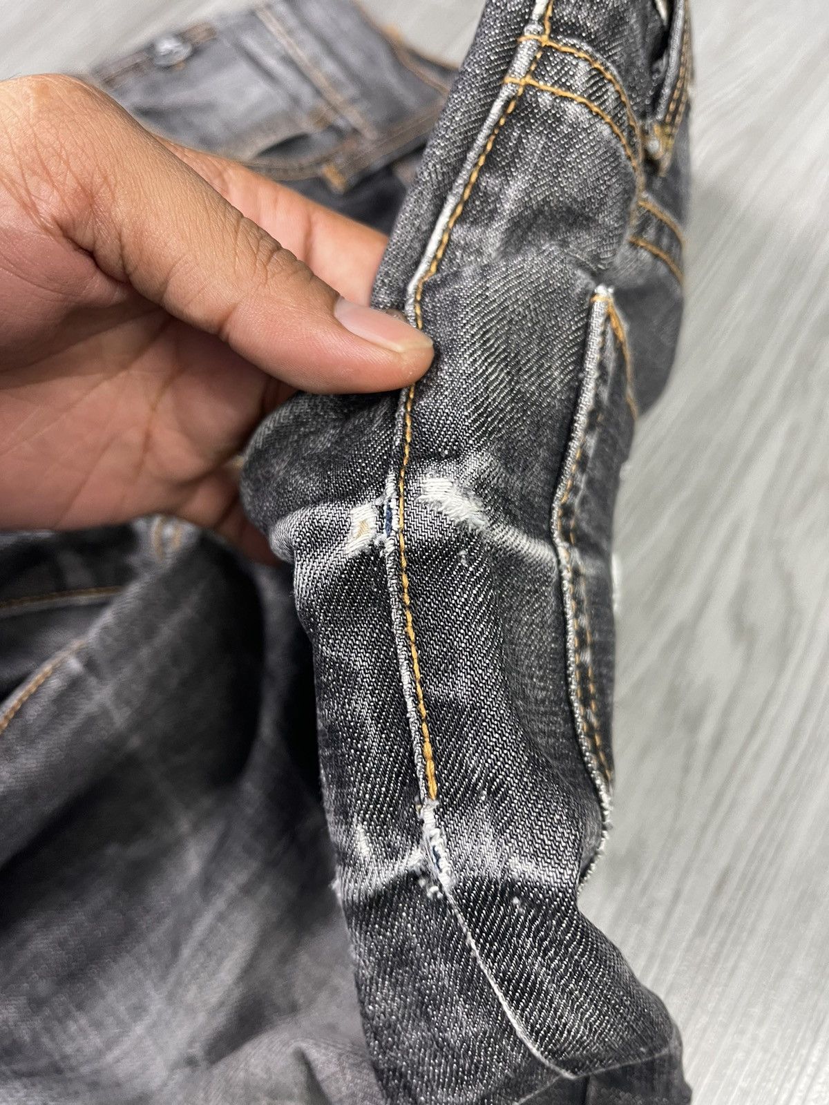 Japanese Brand Nippon Blue Japan Art Raijin Distressed Denim Size US 31 - 4 Thumbnail