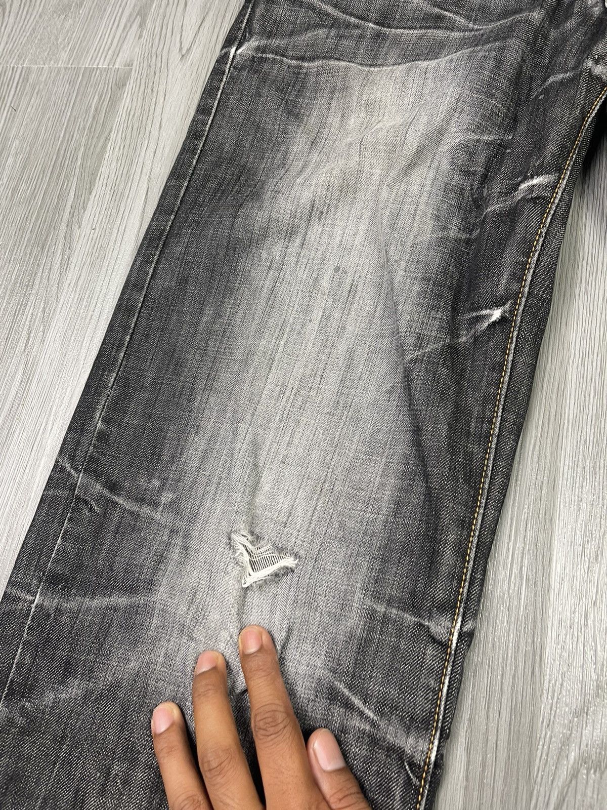 Japanese Brand Nippon Blue Japan Art Raijin Distressed Denim Size US 31 - 9 Thumbnail