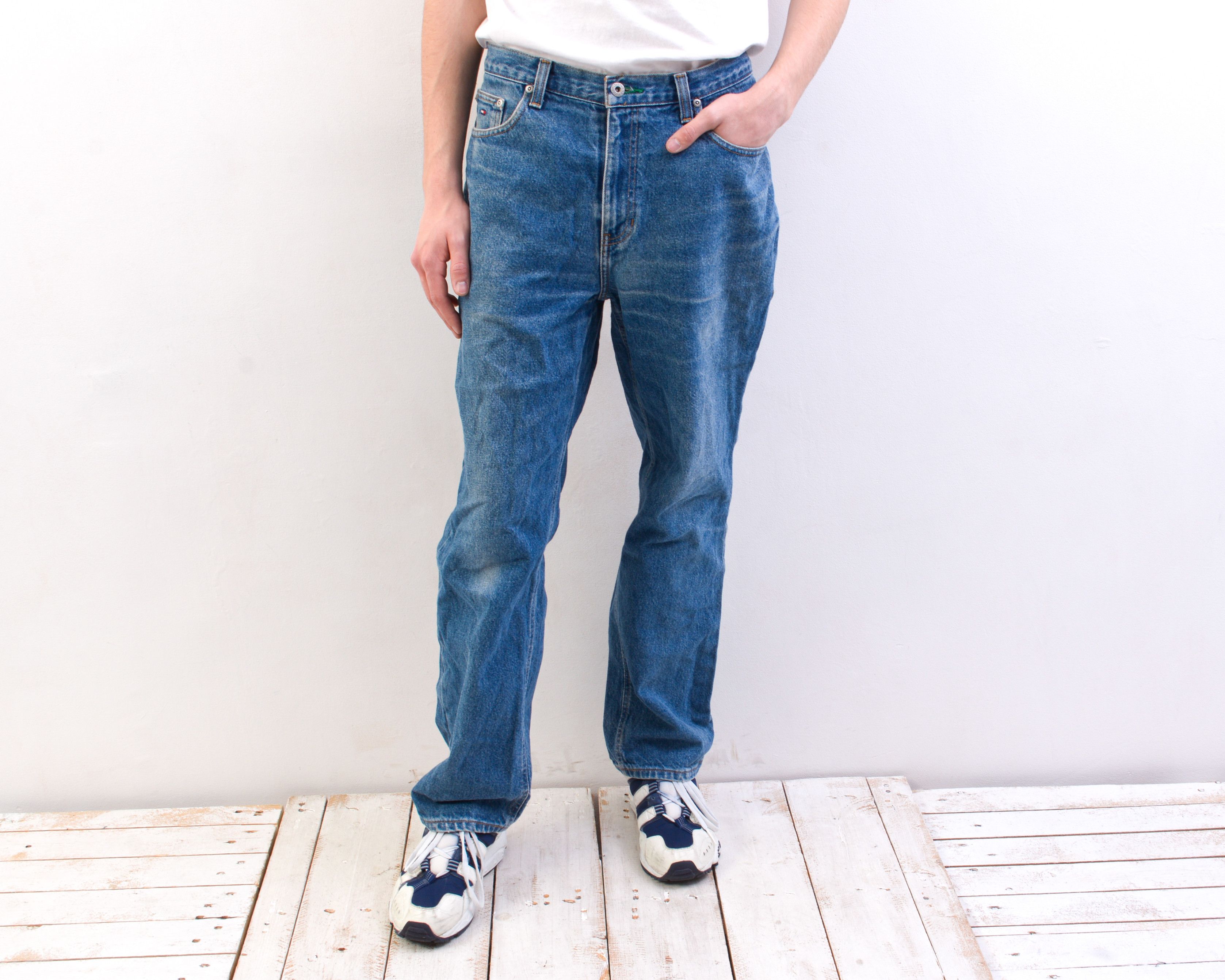 Tommy Hilfiger W34 L30 Straight Jeans Denim Pants Trousers Zip Fly Retro Size US 34 / EU 50 - 3 Thumbnail