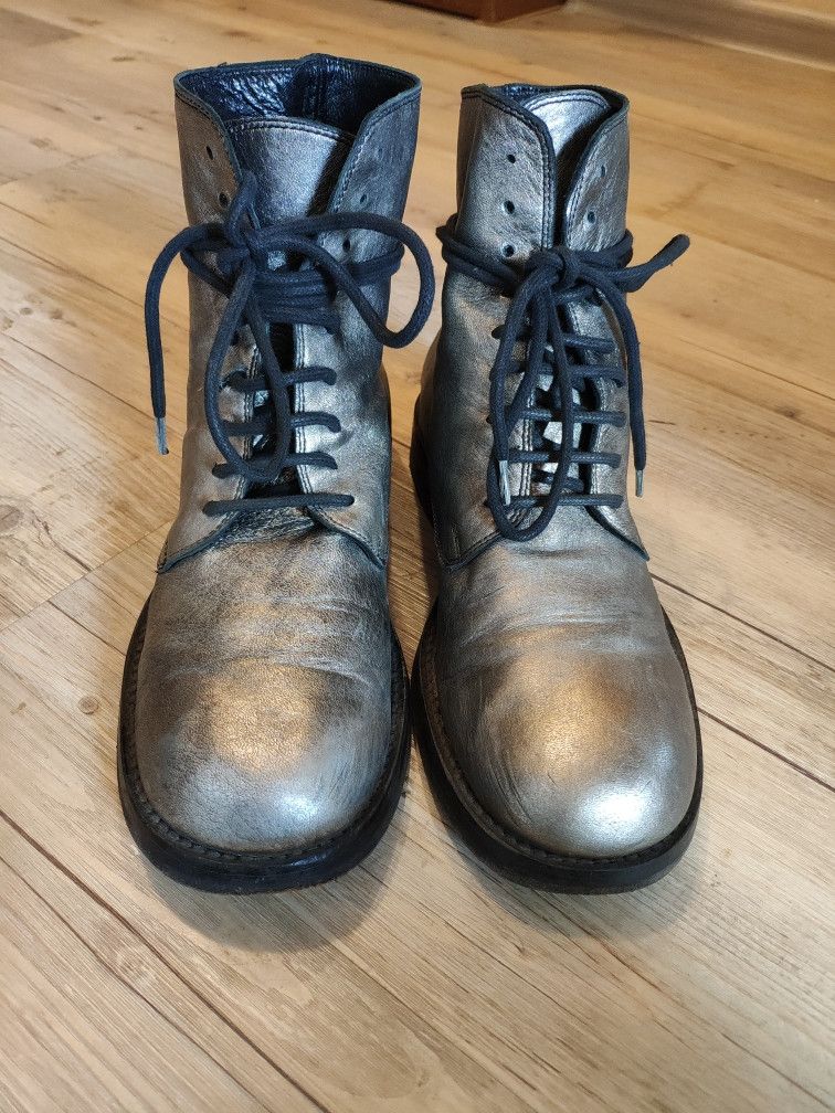 Ann Demeulemeester GRAIL! ARCHIVE! AW2006 silver metallic boots Size US 7.5 / IT 37.5 - 2 Thumbnail