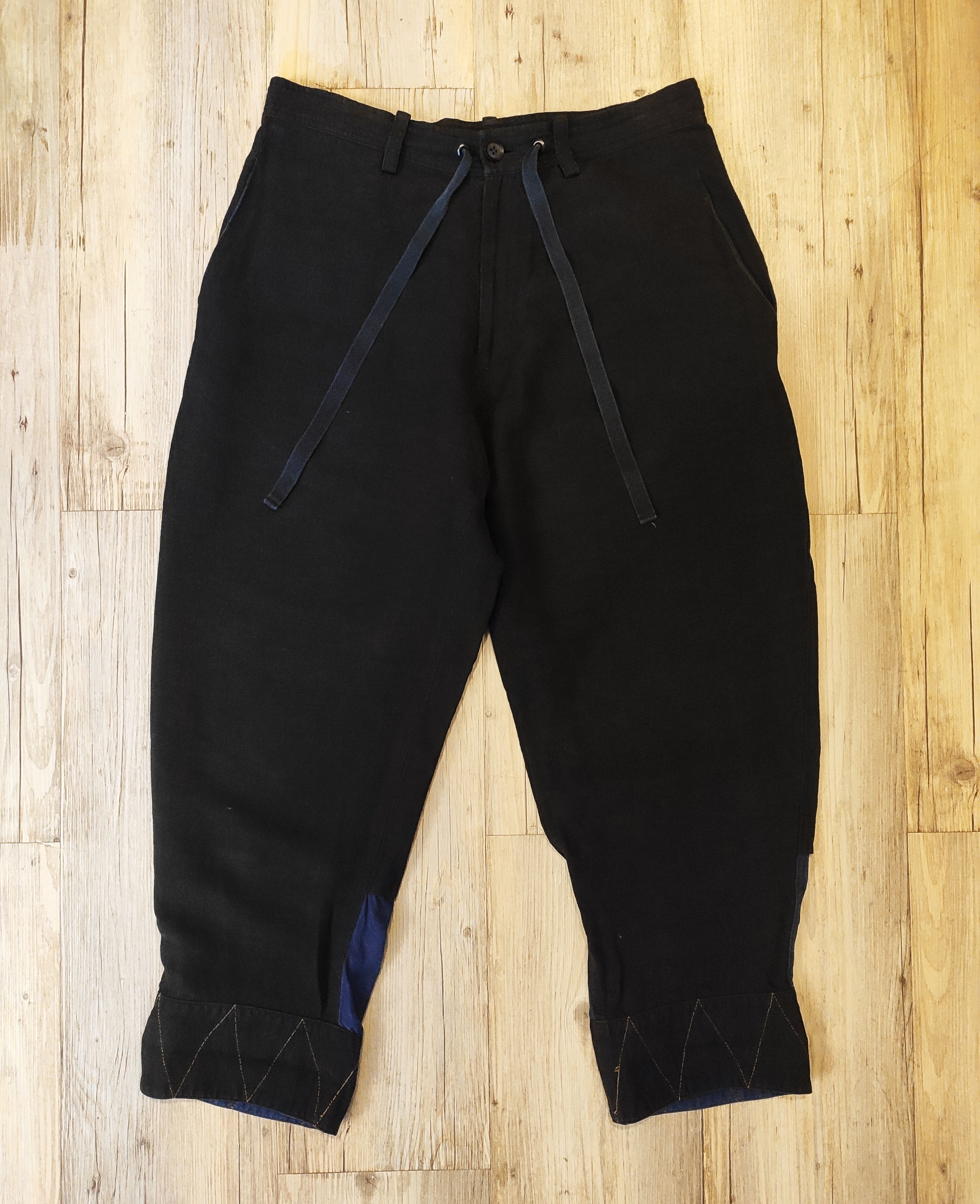 image of Yohji Yamamoto Drawstring Linen Pants.like Casey Casey Or Julius in Black, Women's (Size 30)