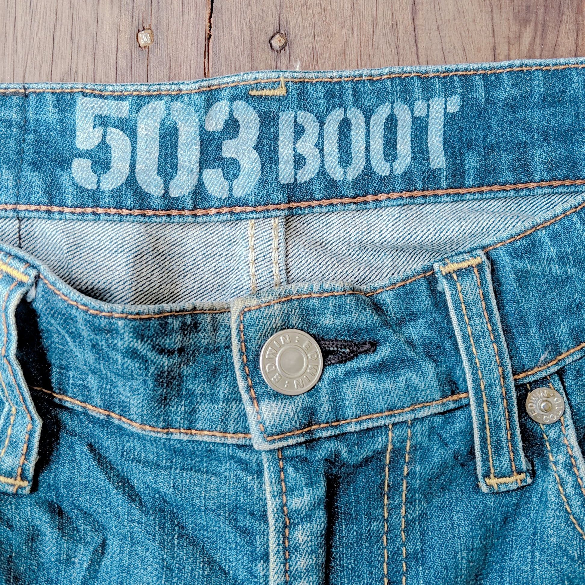 Edwin × Jean × Vintage Edwin 503 Boot Cut Flare Distressed Trousers Jeans Pants Size US 34 / EU 50 - 5 Thumbnail