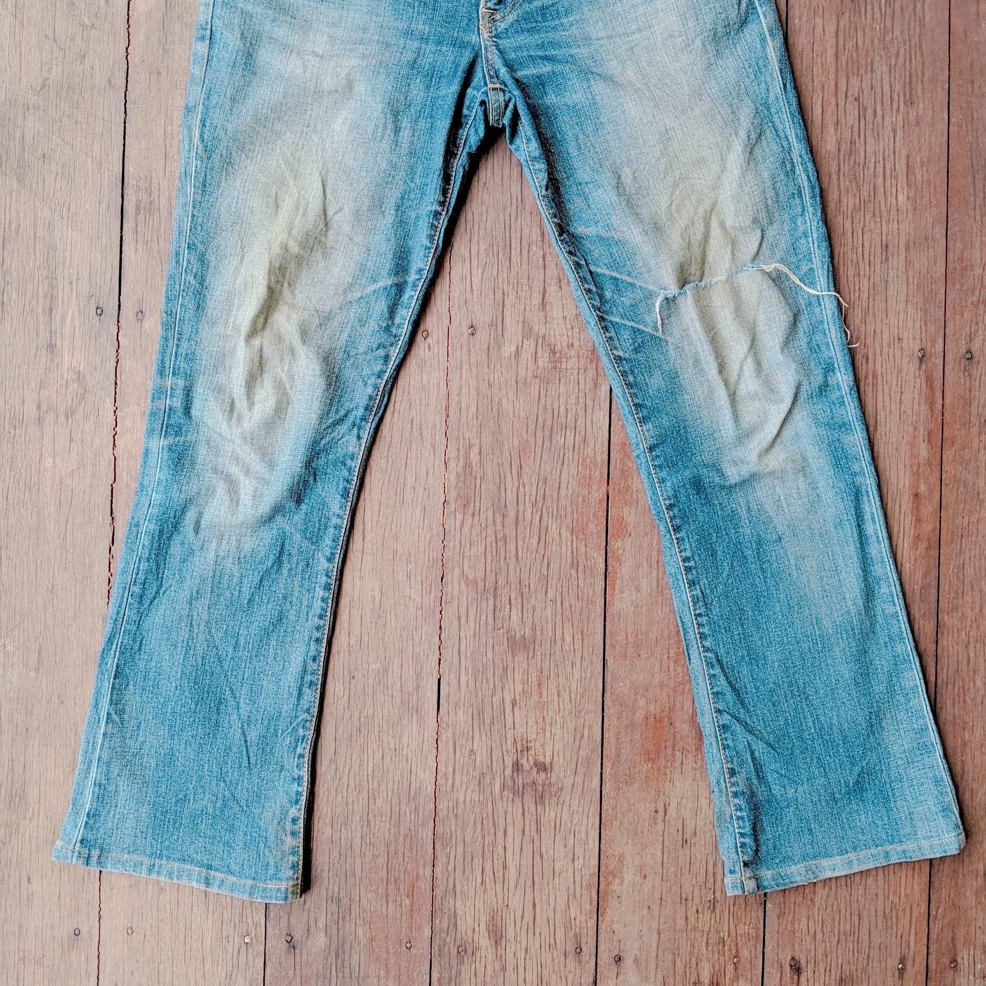 Edwin × Jean × Vintage Edwin 503 Boot Cut Flare Distressed Trousers Jeans Pants Size US 34 / EU 50 - 7 Thumbnail