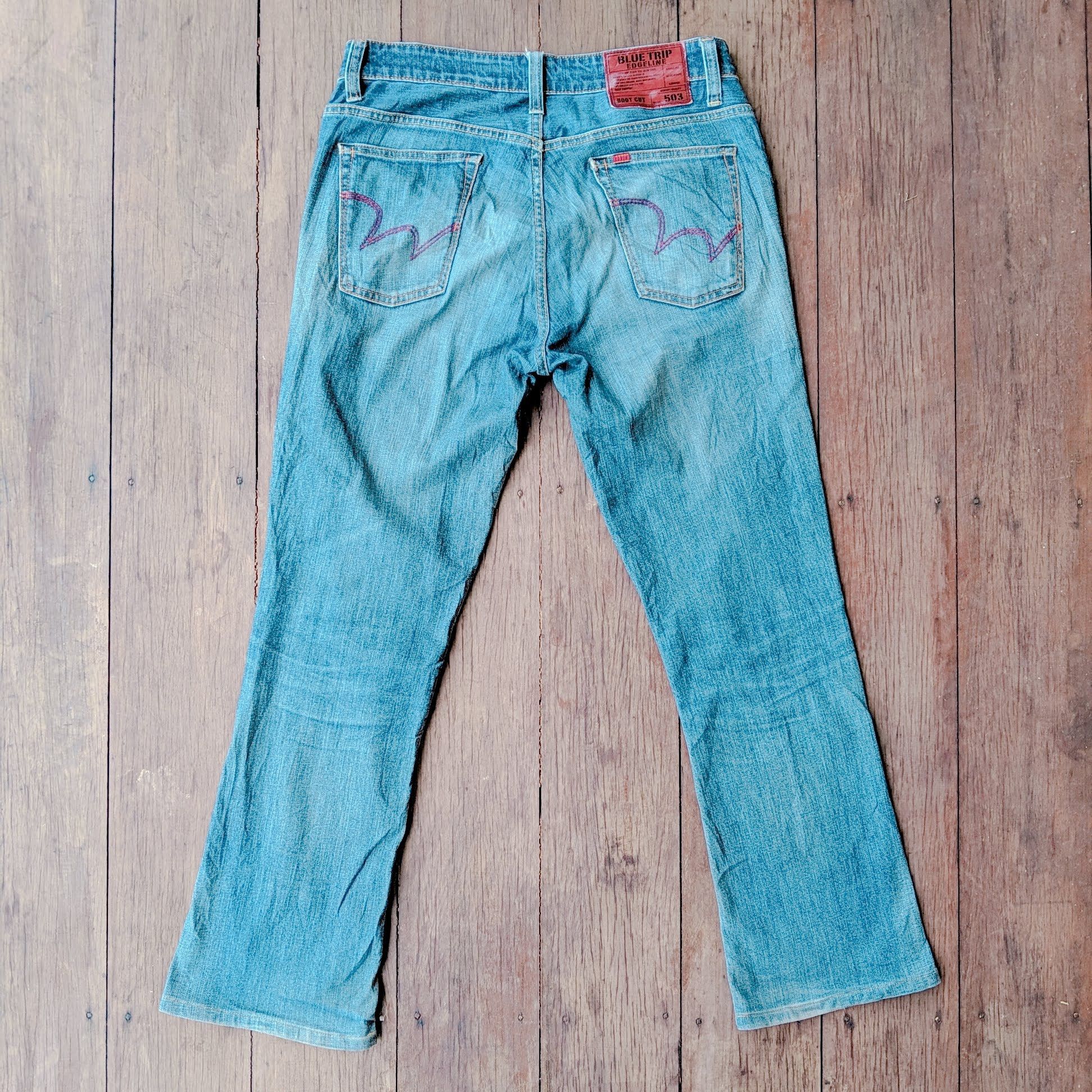 Edwin × Jean × Vintage Edwin 503 Boot Cut Flare Distressed Trousers Jeans Pants Size US 34 / EU 50 - 8 Thumbnail