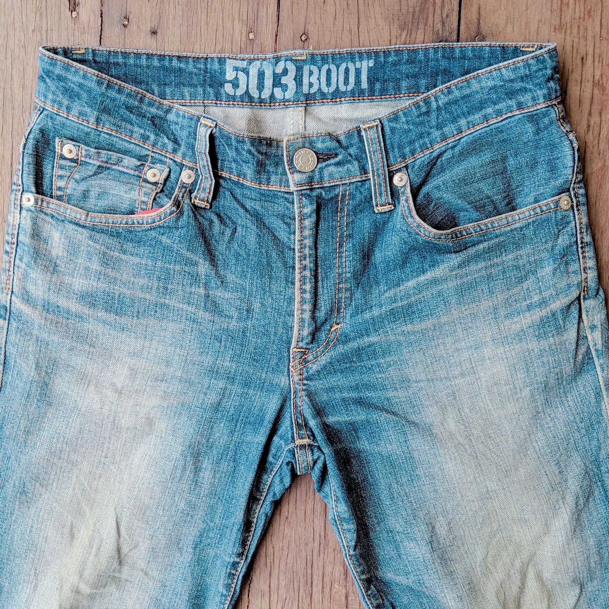 Edwin × Jean × Vintage Edwin 503 Boot Cut Flare Distressed Trousers Jeans Pants Size US 34 / EU 50 - 2 Thumbnail