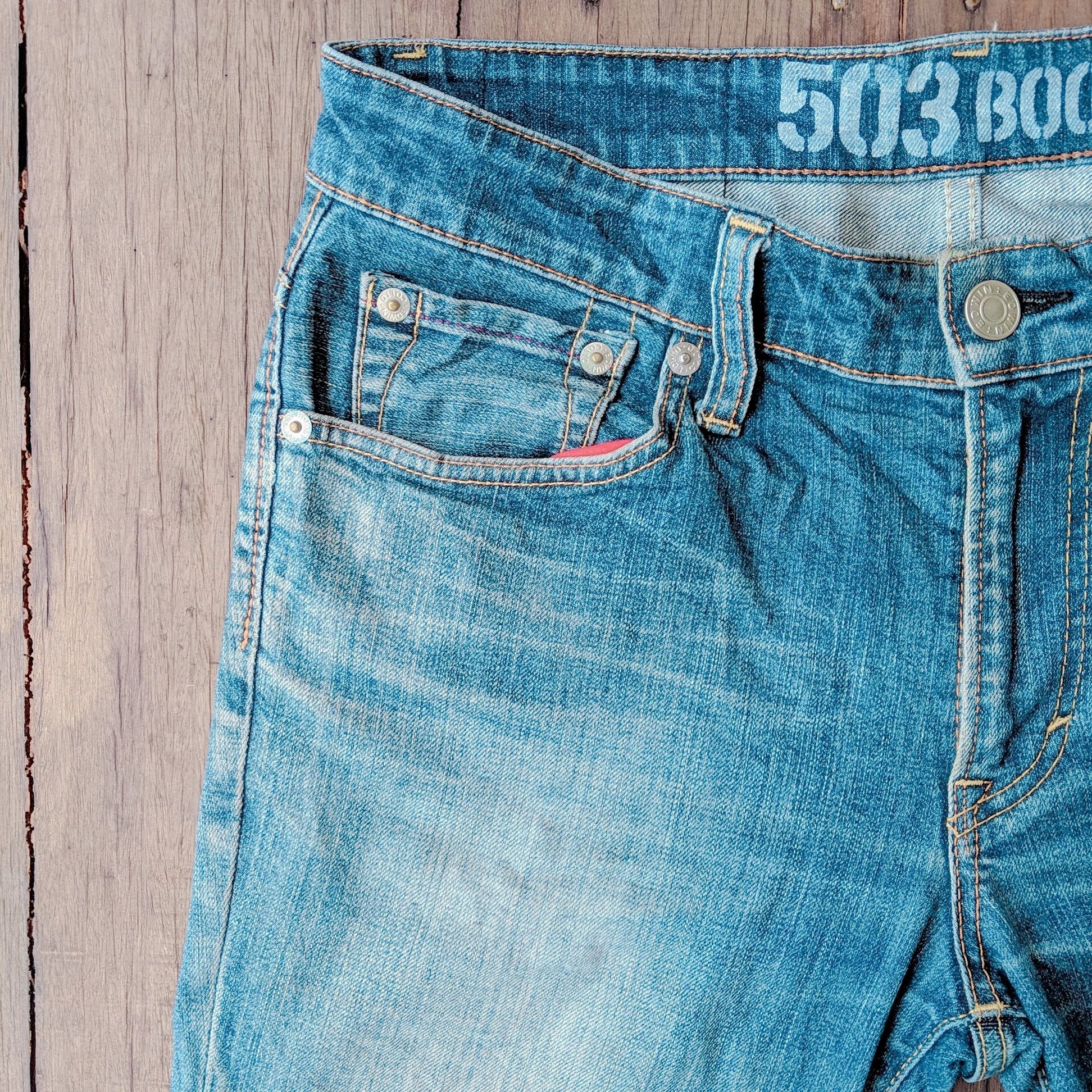 Edwin × Jean × Vintage Edwin 503 Boot Cut Flare Distressed Trousers Jeans Pants Size US 34 / EU 50 - 3 Thumbnail