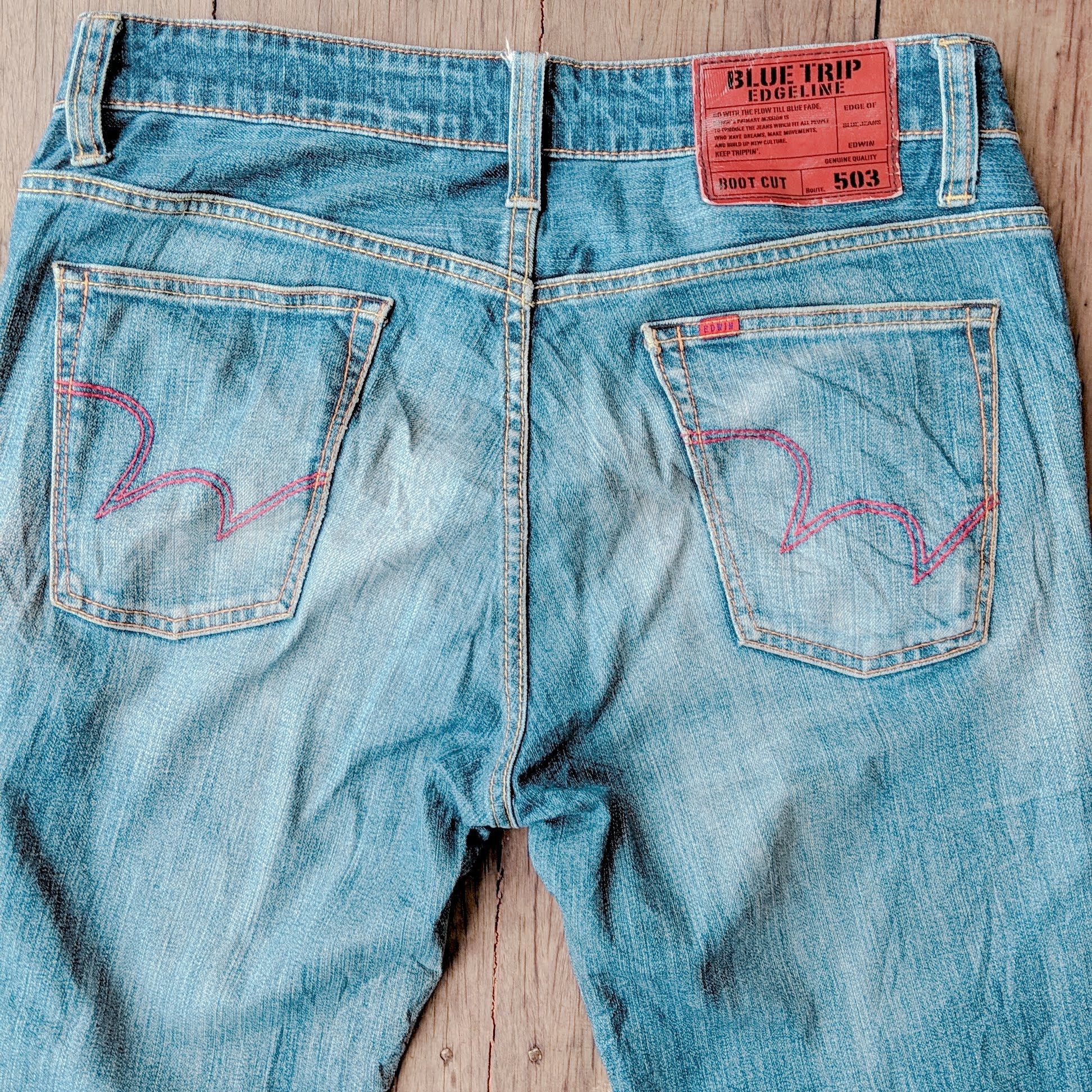 Edwin × Jean × Vintage Edwin 503 Boot Cut Flare Distressed Trousers Jeans Pants Size US 34 / EU 50 - 9 Thumbnail
