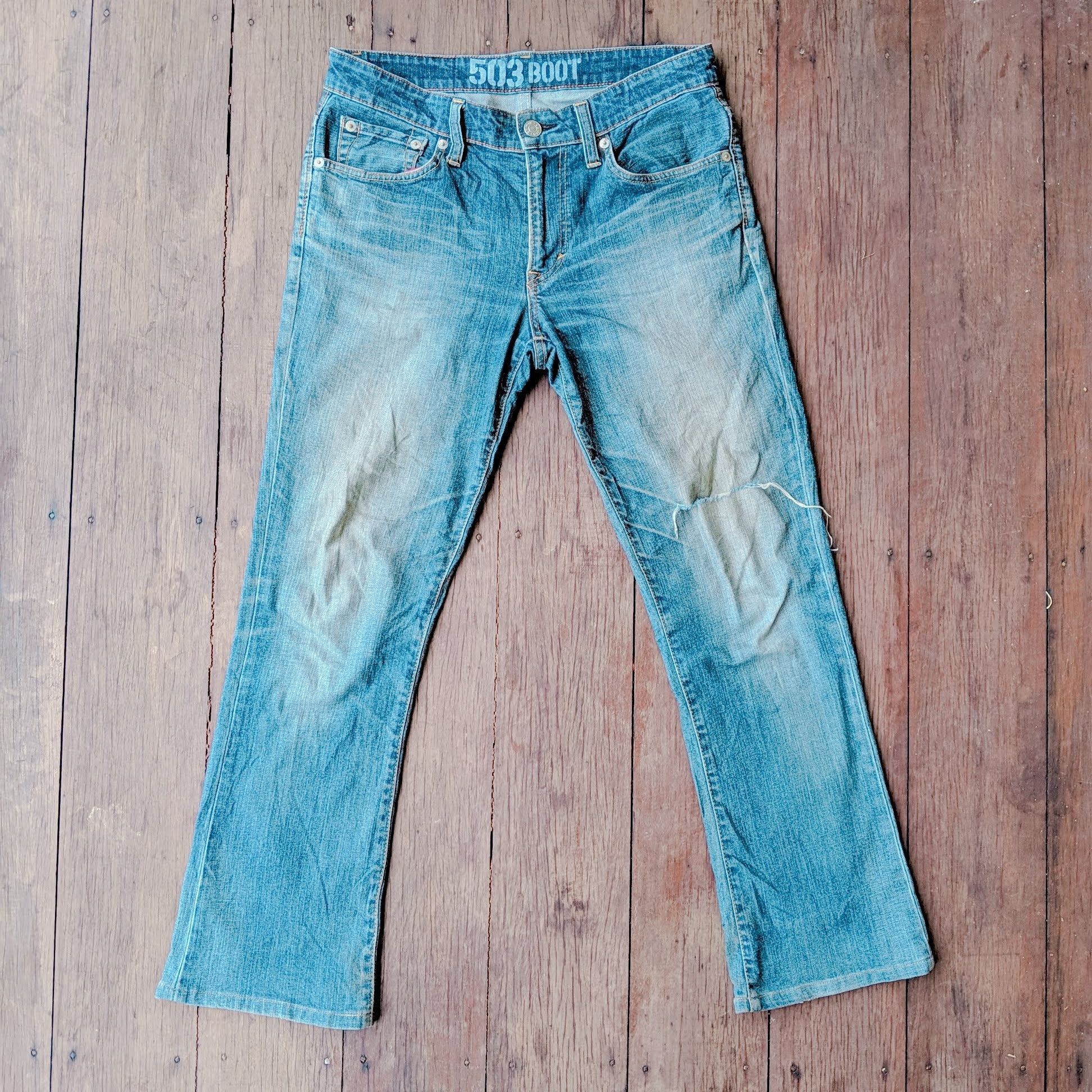 Edwin × Jean × Vintage Edwin 503 Boot Cut Flare Distressed Trousers Jeans Pants Size US 34 / EU 50 - 1 Thumbnail