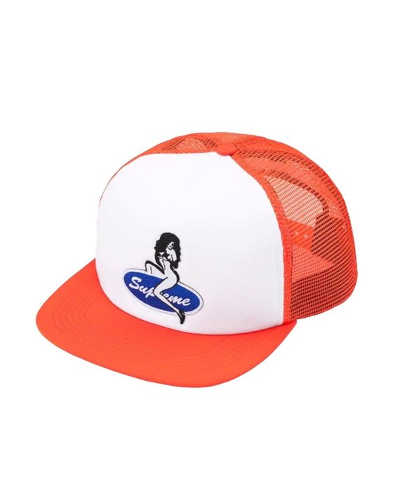 Supreme Supreme Pin Up Mesh Back 5-Panel Trucker Hat Orange