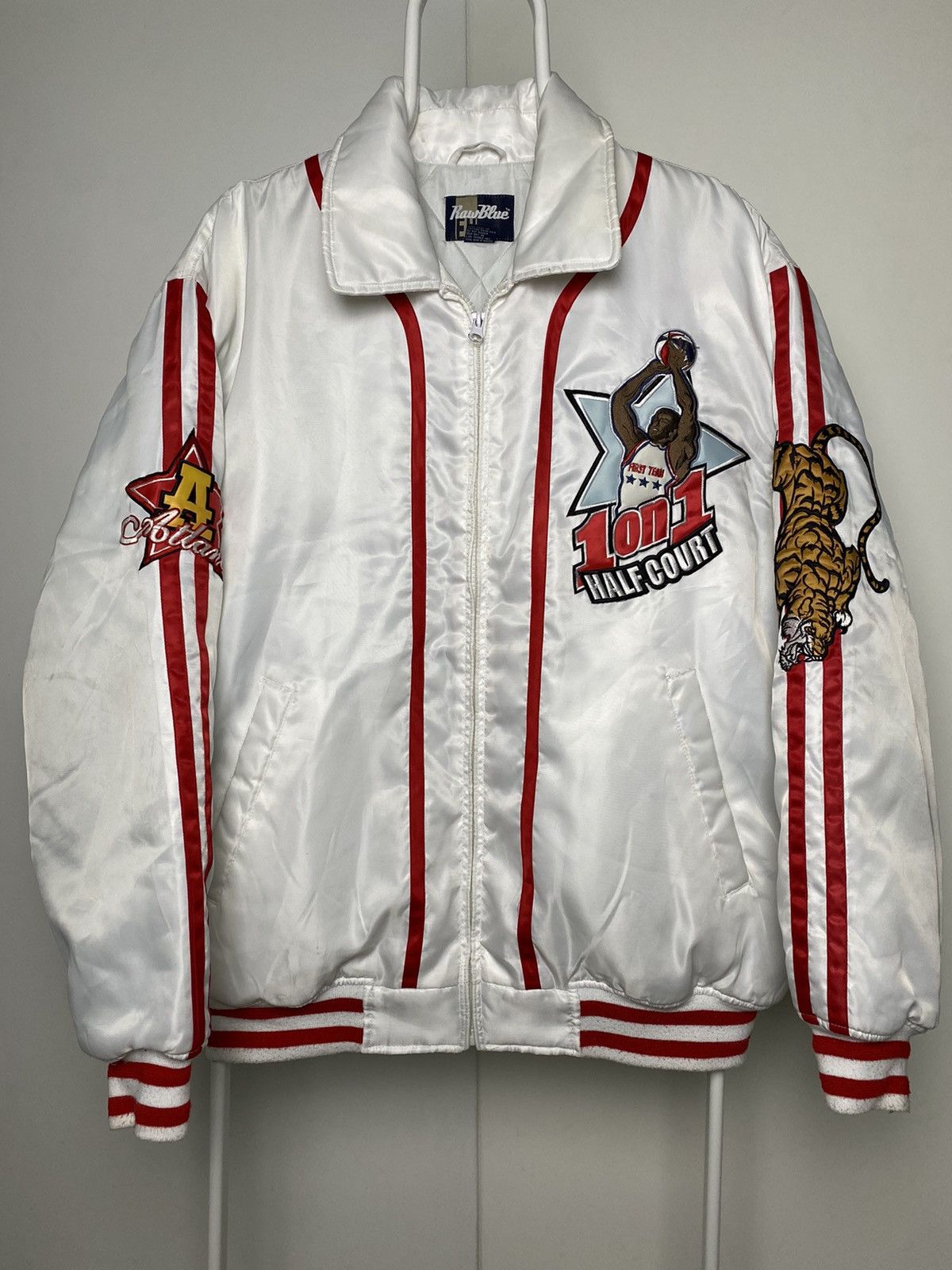 Vintage Raw Blue vintage white bomber jacket basket 1on1 half court Size US L / EU 52-54 / 3 - 1 Thumbnail