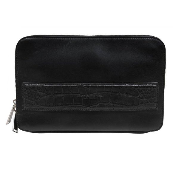 Bottega Veneta Envelope Clutch Black Crocodile Strap Card Document Holder Size ONE SIZE - 13 Thumbnail