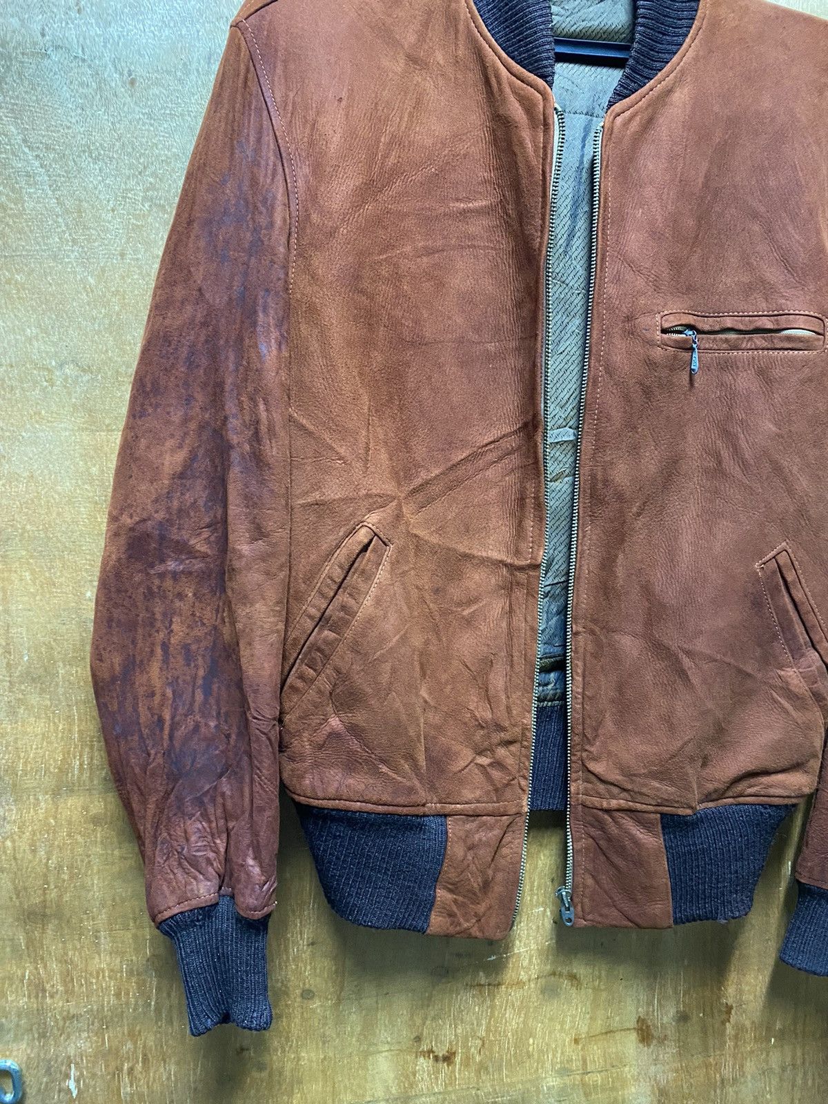 Designer × Vintage Vintage 70s Leather Bomber Jacket Zip Lightning Size US M / EU 48-50 / 2 - 5 Thumbnail