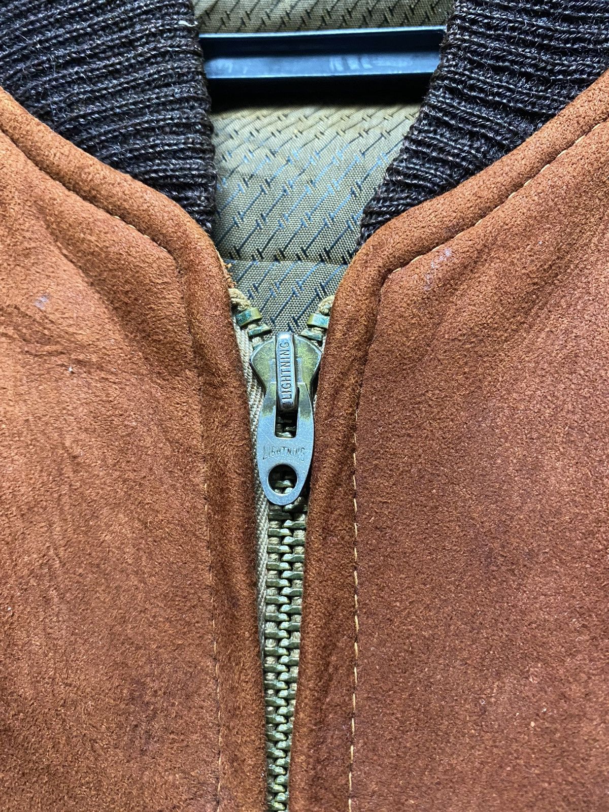 Designer × Vintage Vintage 70s Leather Bomber Jacket Zip Lightning Size US M / EU 48-50 / 2 - 2 Thumbnail