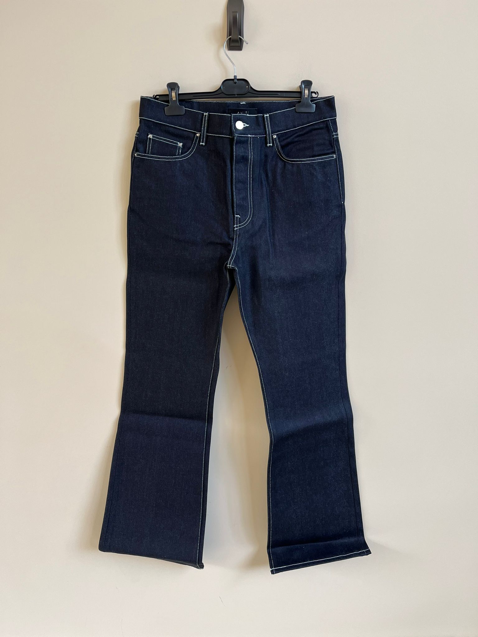 image of Amiri 5 Pocket Flare Leg Jean In Raw/indigo, Men's (Size 32)